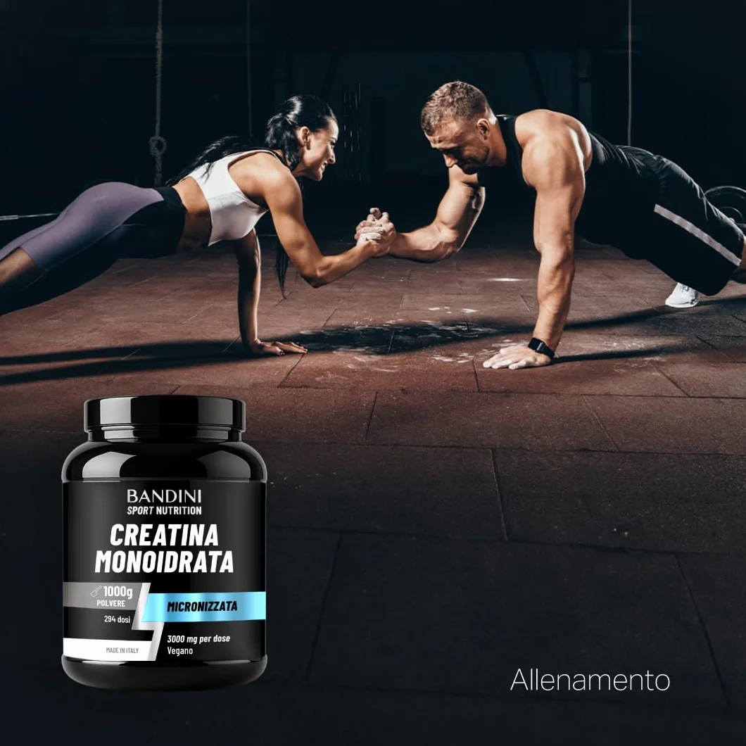 Bandini Creatina Monoidrata 1kg Polvere Pura Vegana Integratore Alimentare per Palestra Sport Fitness Pre Workout