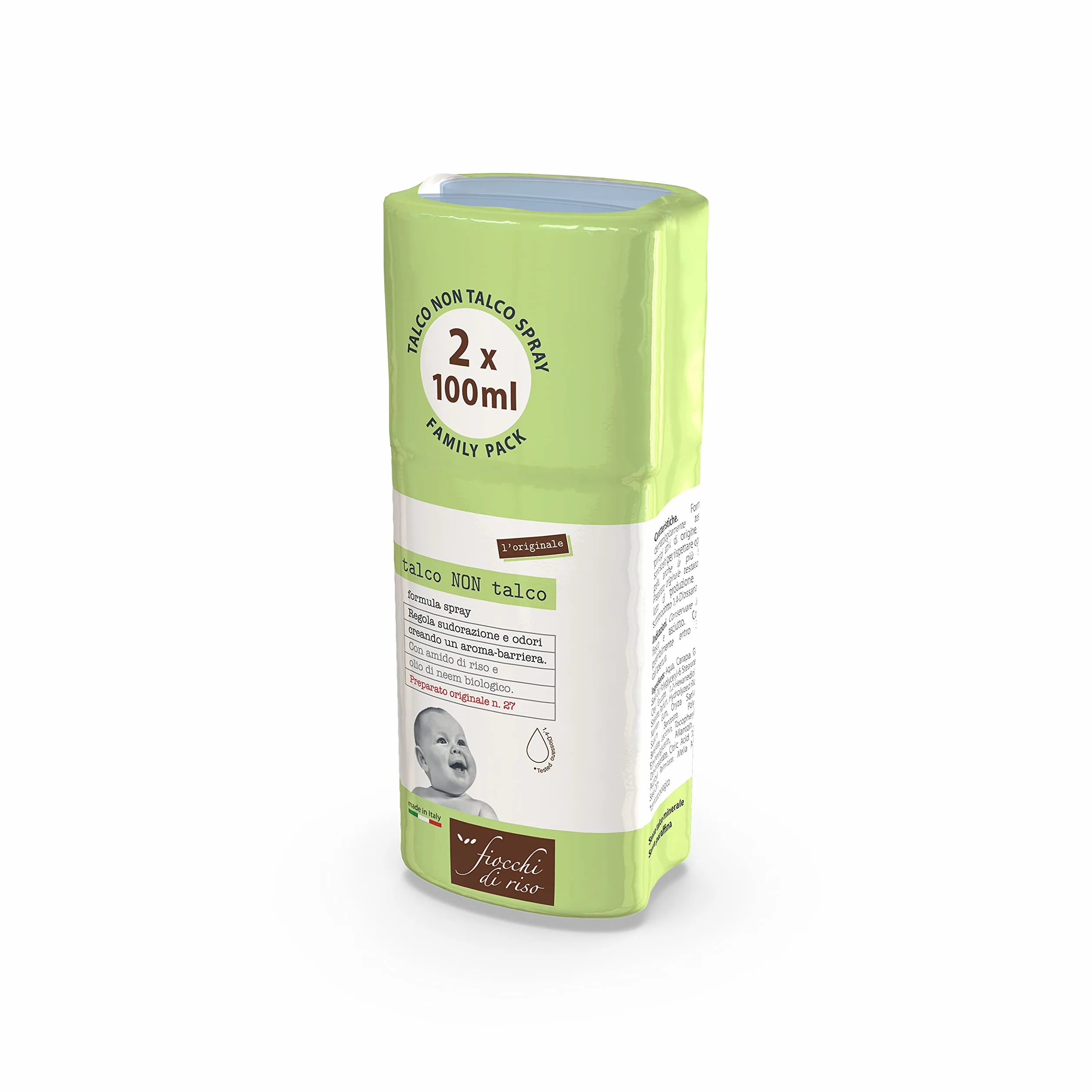 Fiocchi di Riso BIPACCO SPRAY Talco NON Talco 100ml SUDORAZIONE E ZANZARE