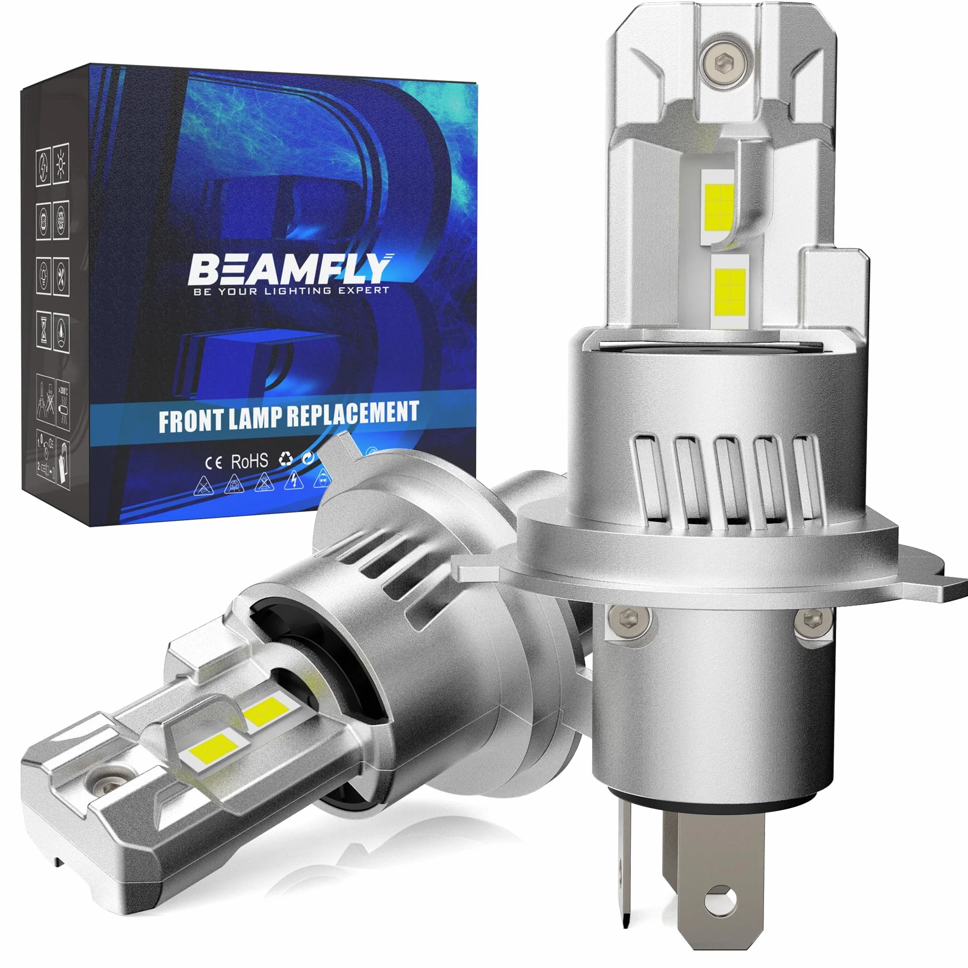 Lampade LED H4 HB2 9003, Fari anteriori auto moto, Kit conversione alogena 12V Plug and Play, 6000K, 2 sztuki