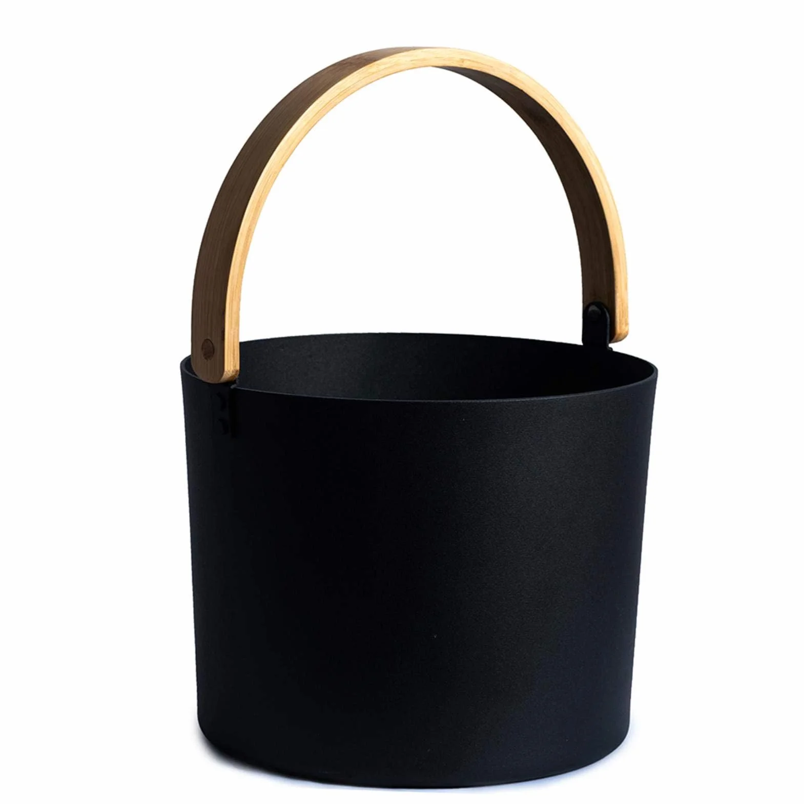 Sauna in Alluminio 7 l Nero con Manico Lungo e Cucchiaio in Legno