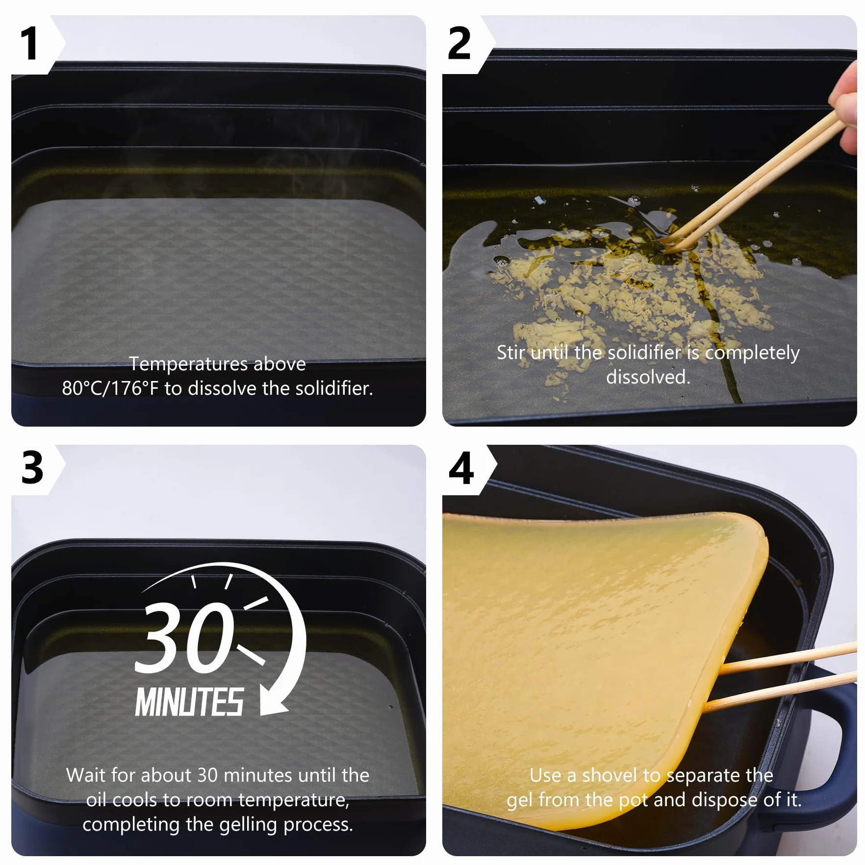 Polvere di Solidificazione per Olio da Cucina 340g - Smaltimento Ecologico Oli di Frittura