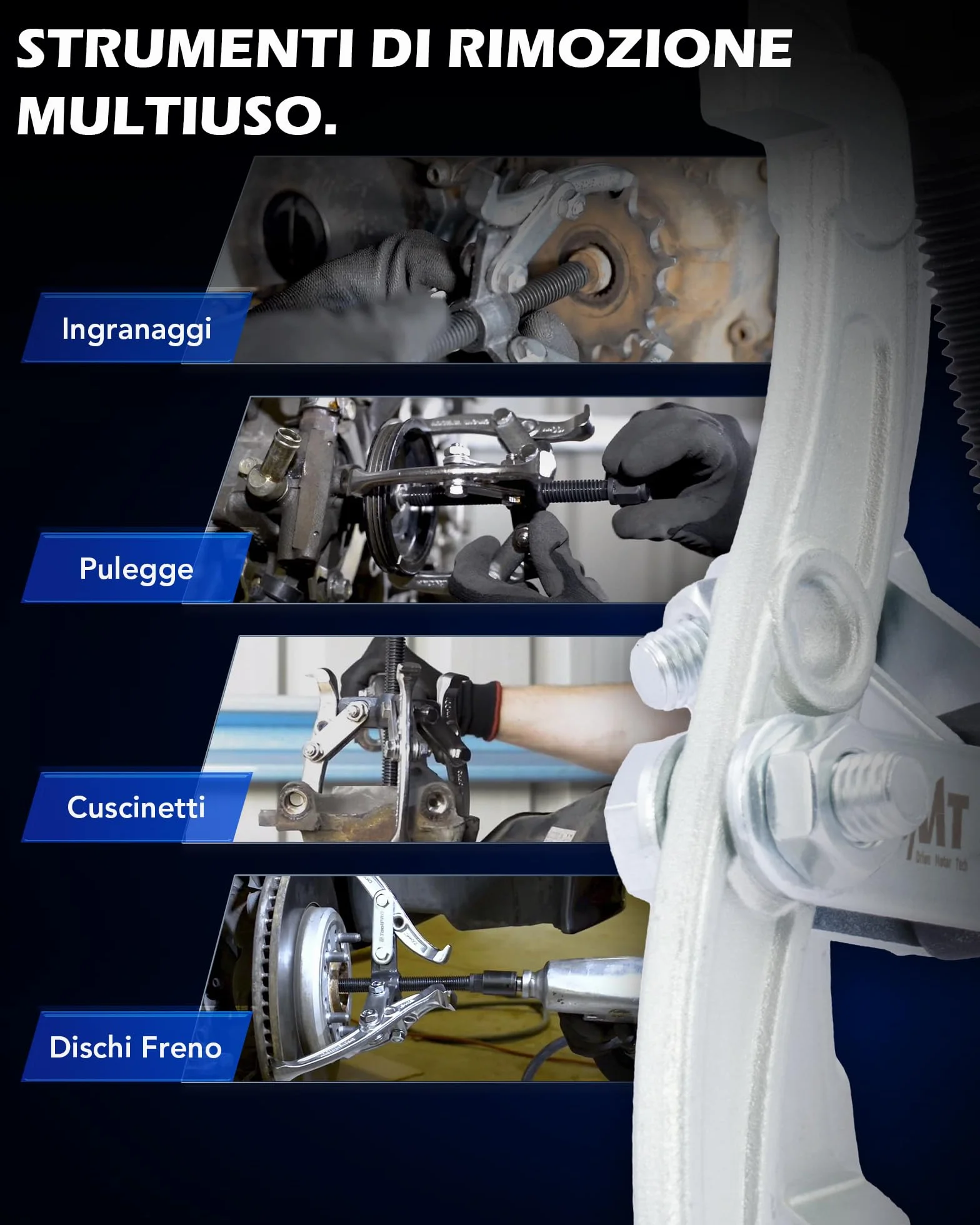 Orion Motor Tech 3 Pezzi Estrattori per Ingranaggi a 3 Ganasce 75/100/150 mm, Estrazione Cuscinetti Reversibili
