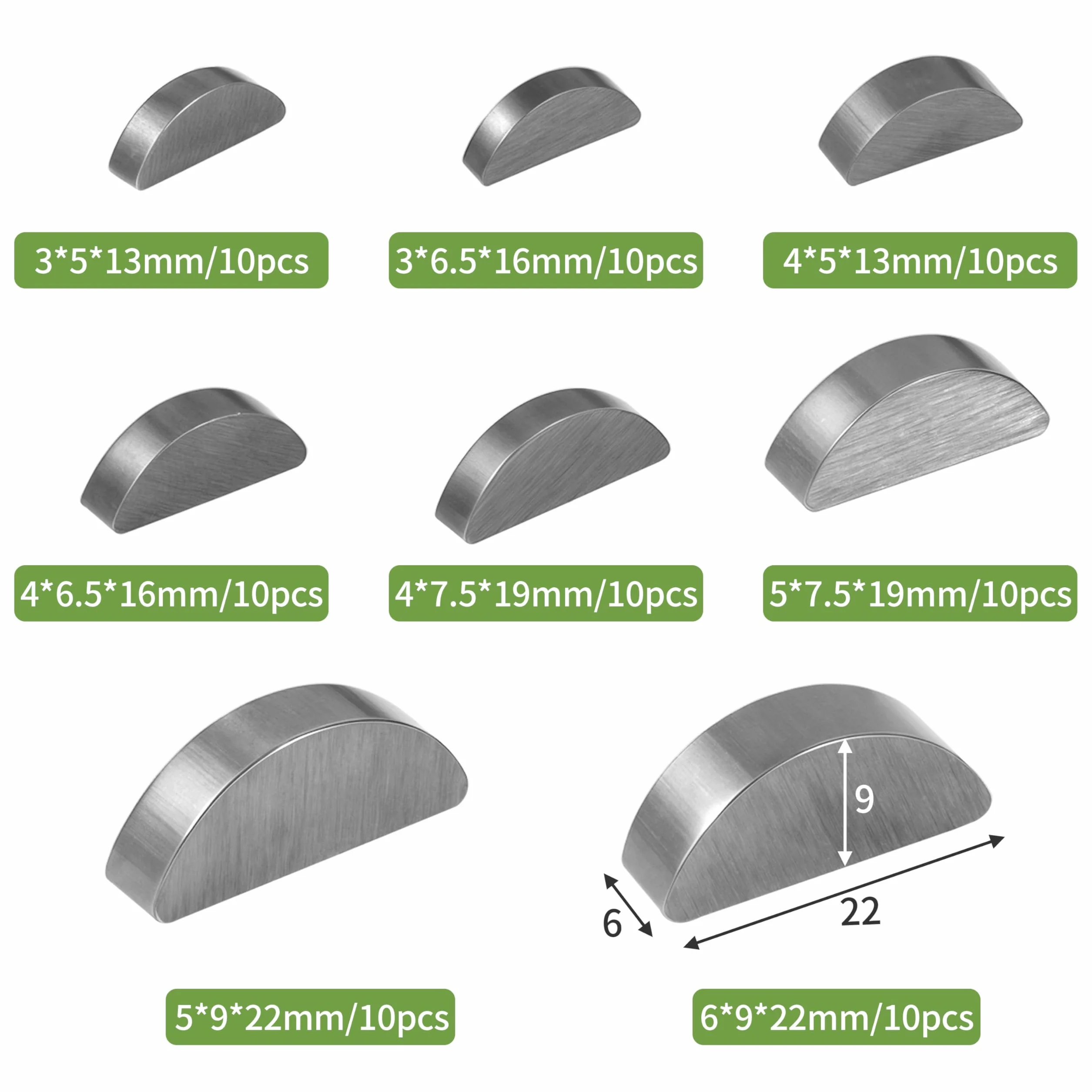 80 Pezzi Assortimento Chiavette Elastiche, Set di Chiavette a Mezzaluna 3 4 5 6 mm, Kit Assortimento Puleggia Volano Albero Motore, con Scatola per Molteplici Usi, Buona Durata