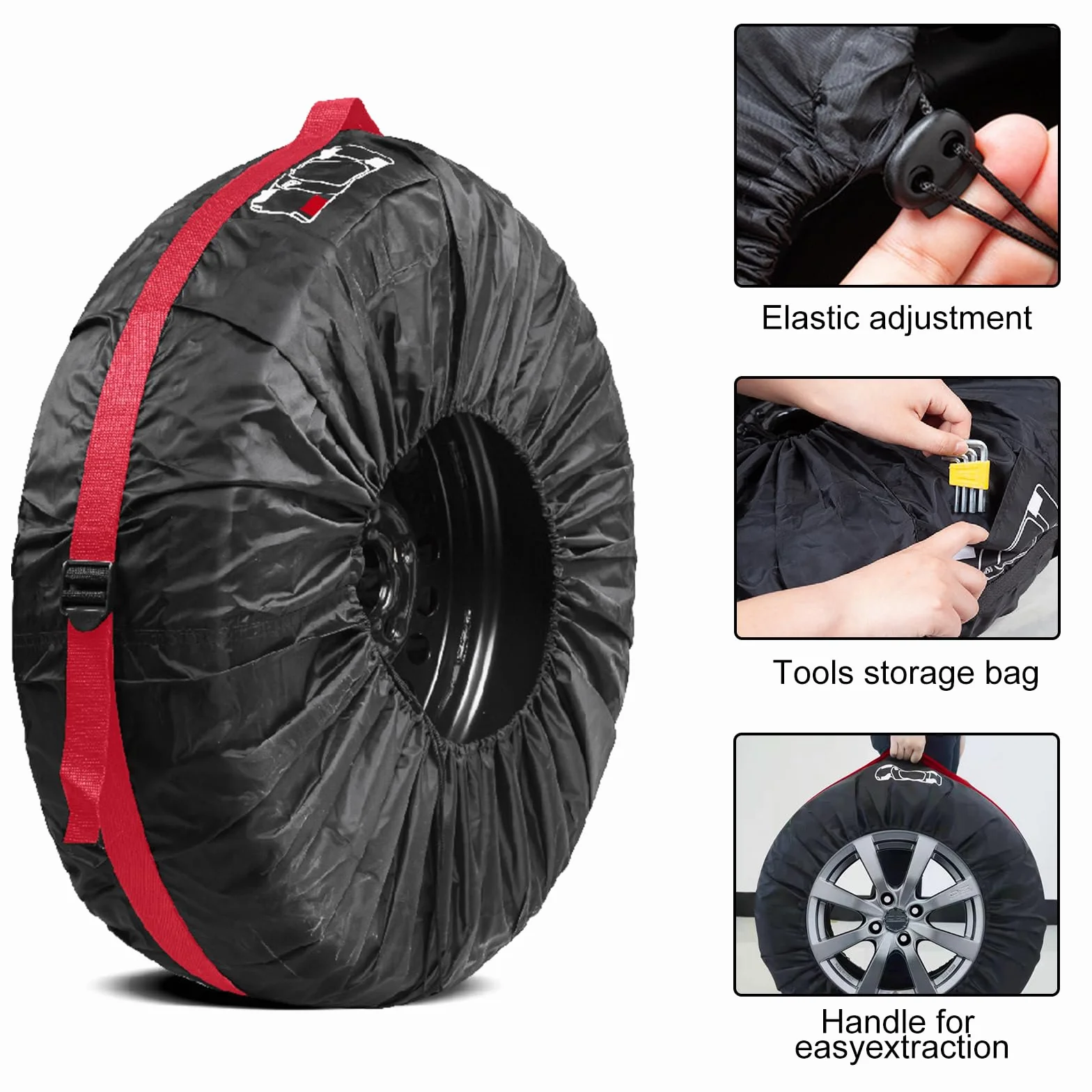 Set 4 borse per pneumatici impermeabili antipolvere universali 19-23 pollici diametro 80 cm