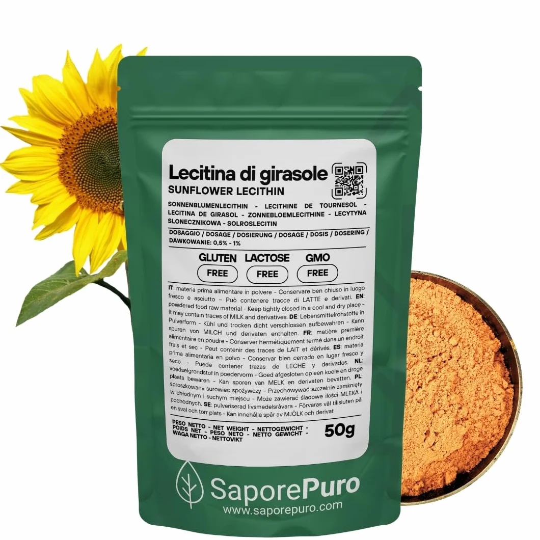 SaporePuro Lecitina di Girasole in Polvere 50 g – Emulsionante Naturale