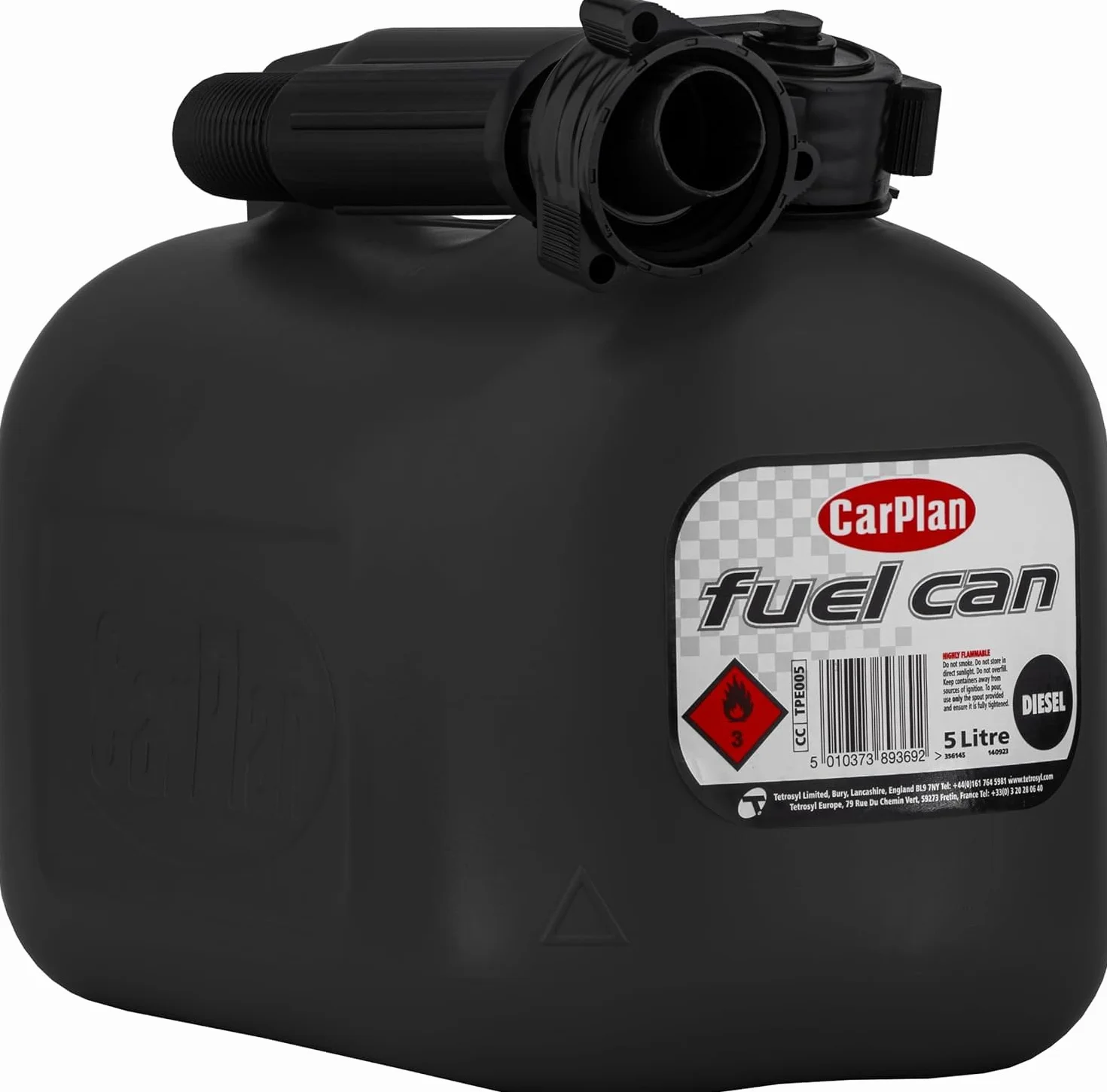 CarPlan Tanica Gasolio 5 Litri Nera Omologata per Diesel Beccuccio Flessibile Antigoccia