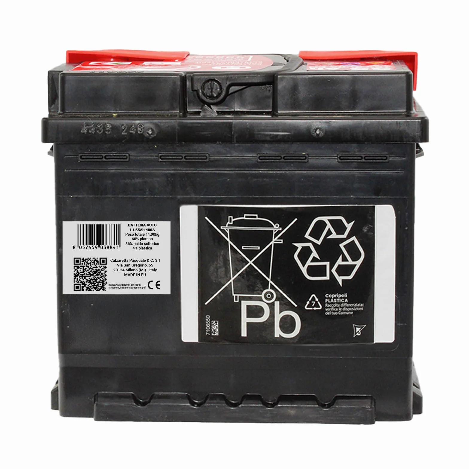 BATTERIA AUTO ORIGINALE SPEED BY SMC CODICE 7903430 L155 12V 55AH 480A EN CON POLO POSITIVO A DESTRA