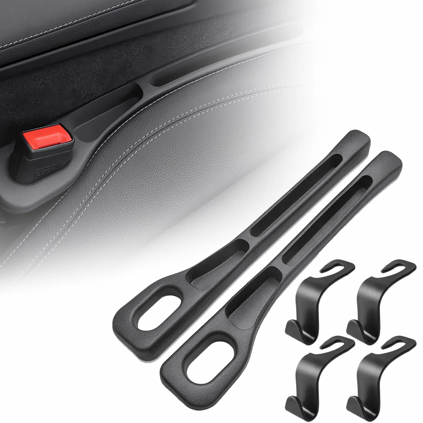 2 Pezzi Auto Riempitivo per Sedili (4 Pezzi Ganci per Auto) Car Seat Gap Strips, Riempitivo per Auto Adatto alla Maggior Parte dei Modelli di SUV Accessori per Camion.