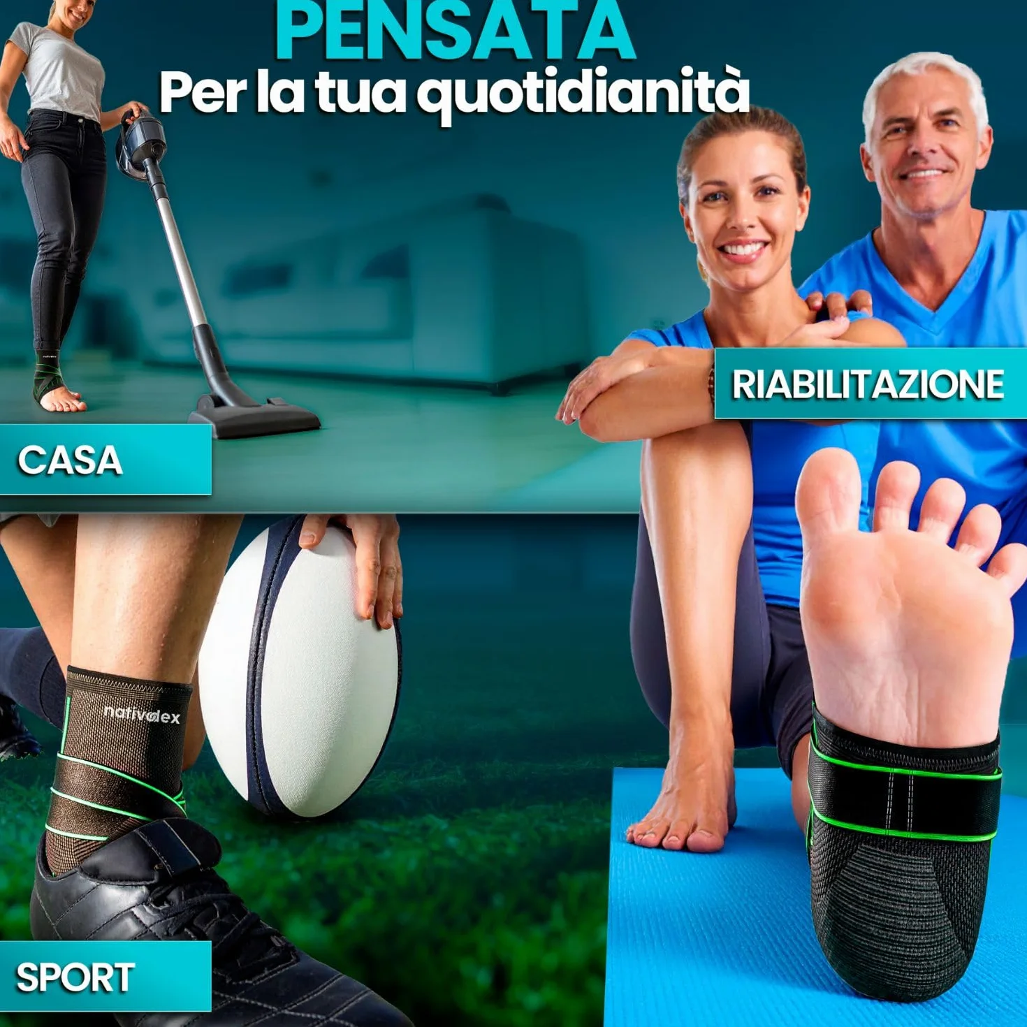 NativoDex Cavigliera Ortopedica Regolabile per Distorsione, Fascite Plantare e Tendinite