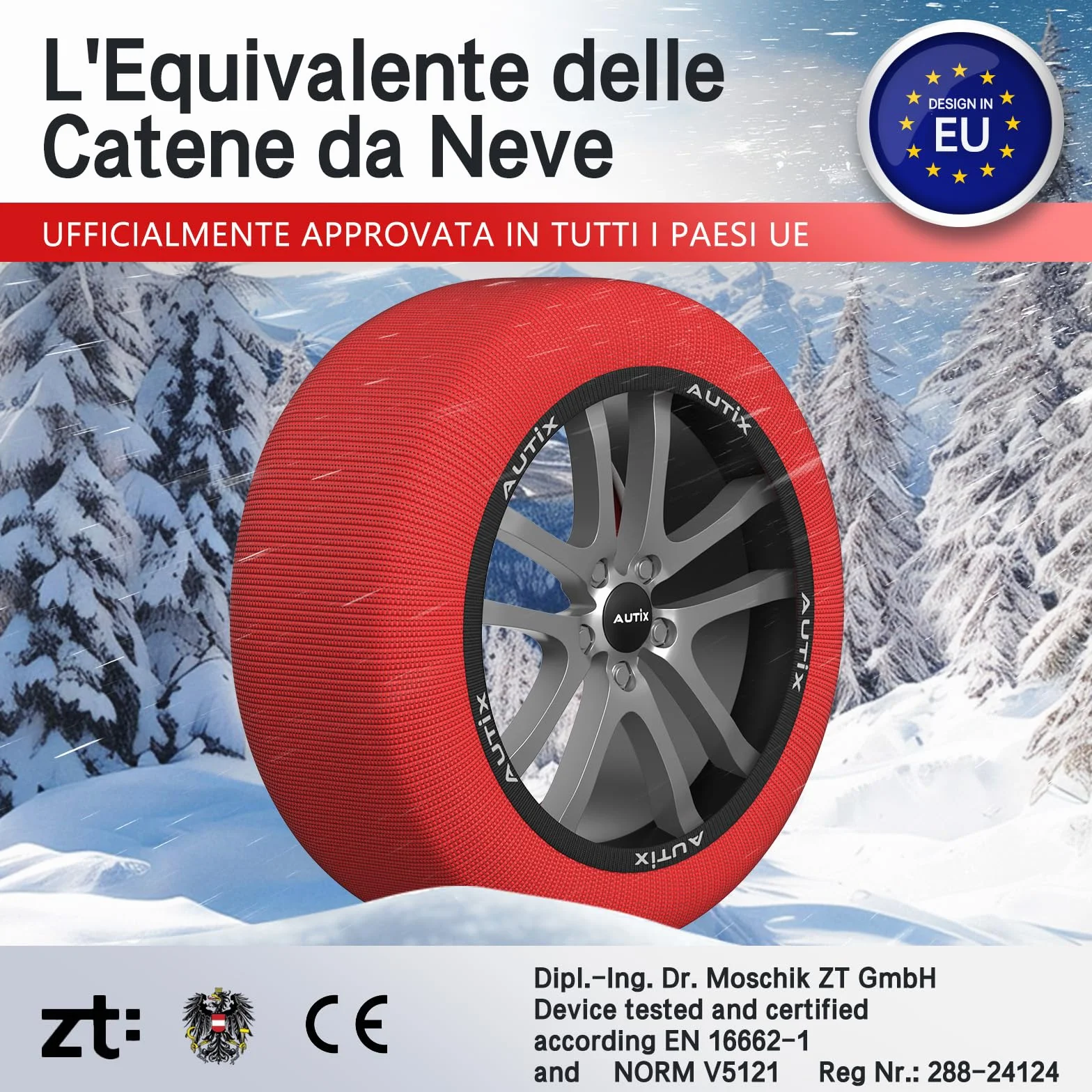 AUTIX Calze da Neve Omologate EN 16662-1 2020 2 Catene da Neve in Tessuto per Auto (L)