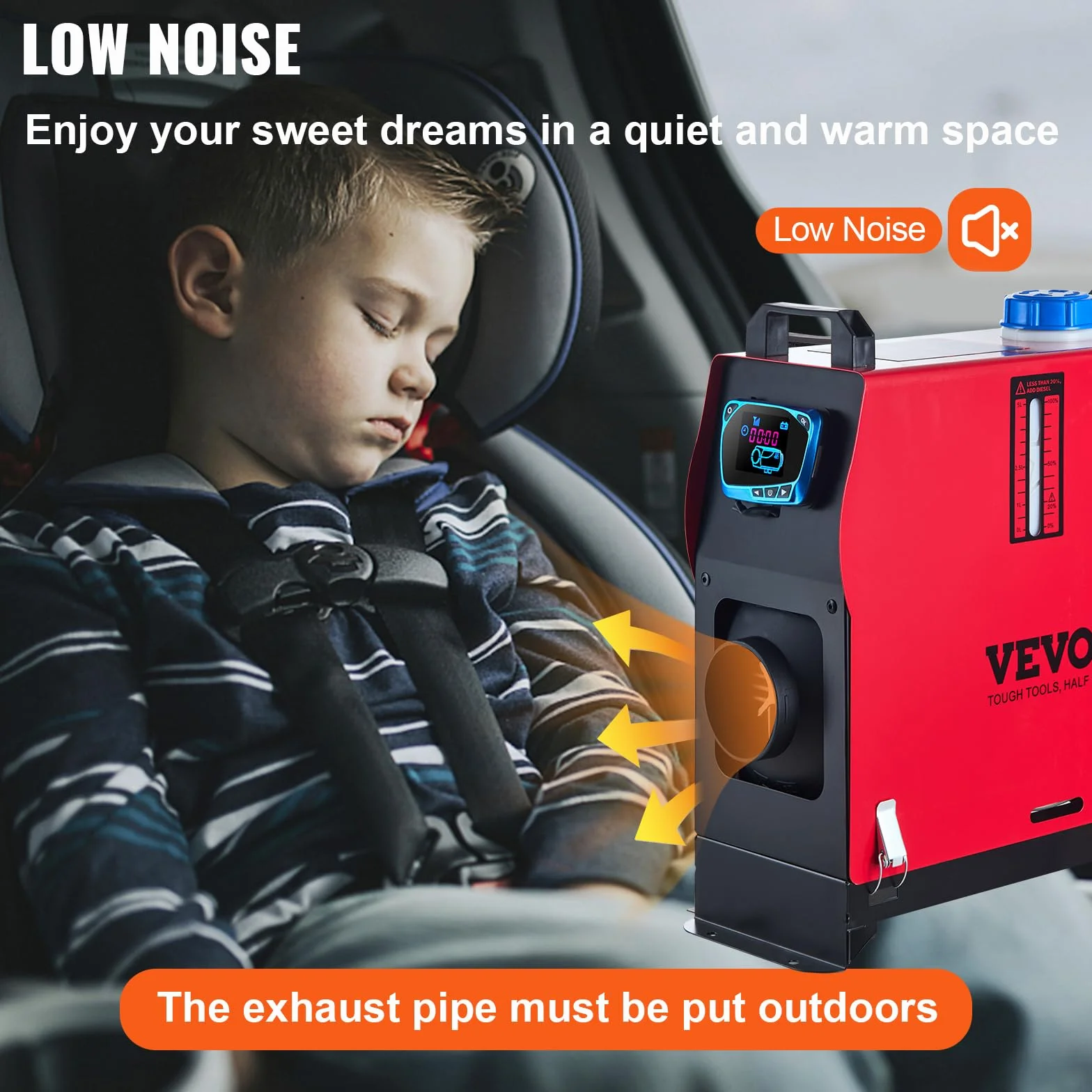 VEVOR Riscaldatore d’aria Diesel 12V 8KW Riscaldamento Autonomo Uscita Aria LCD Blu