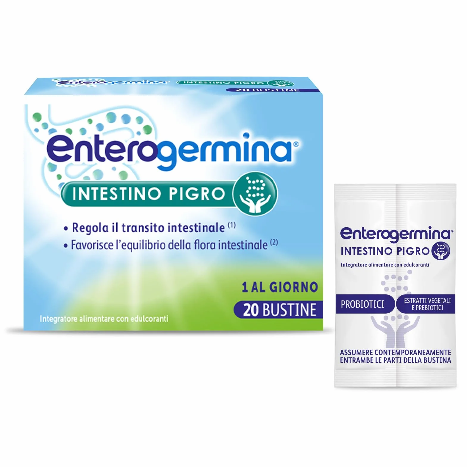 Enterogermina Intestino Pigro Probiotici Prebiotici Integratore Regolarità Intestinale 20 Bustine Gusto Frutti di Bosco