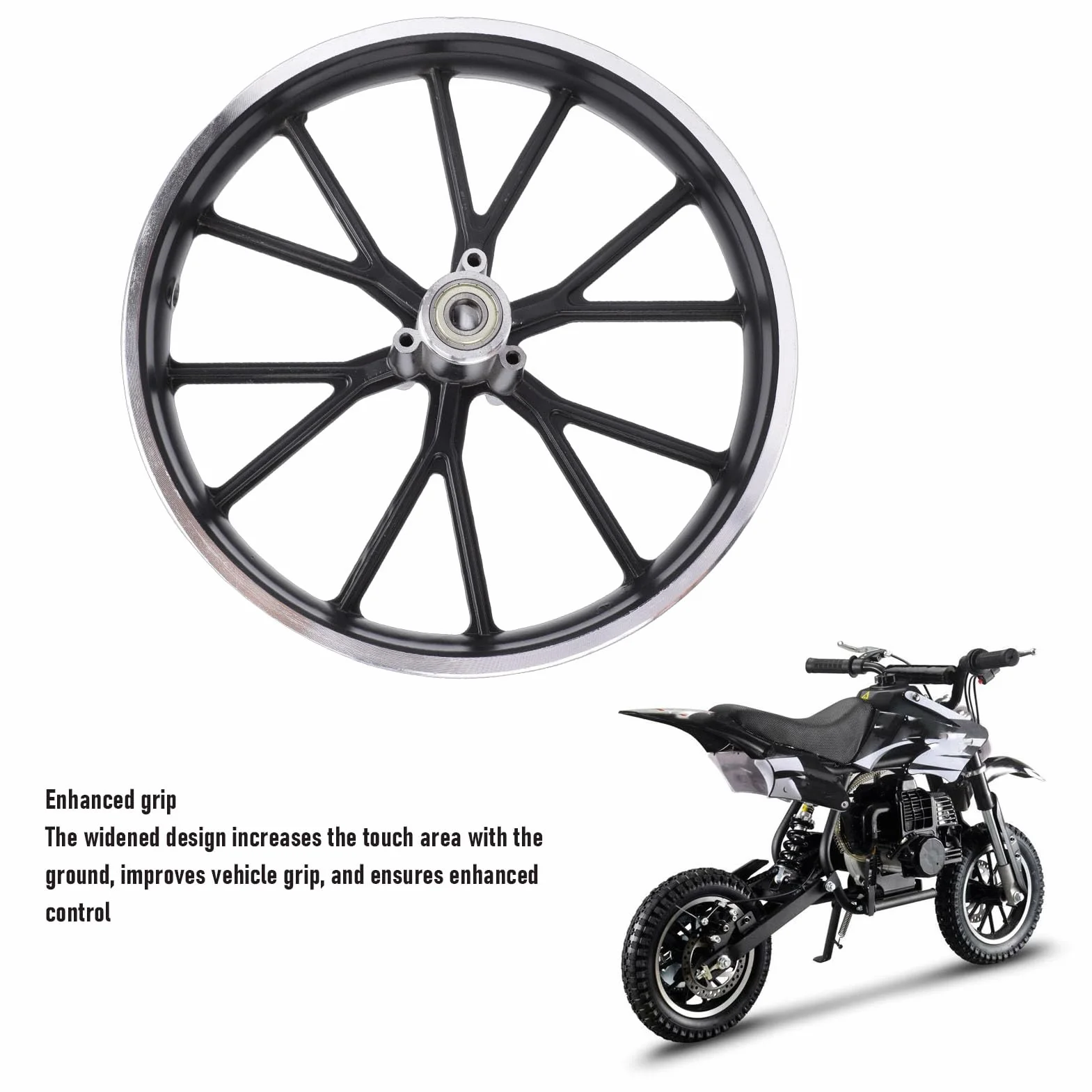Cerchio in Lega di Alluminio 2.50-10 per Mini Bici Elettrica Pocket Bike Dirt Bike Ruota Posteriore 10 Pollici