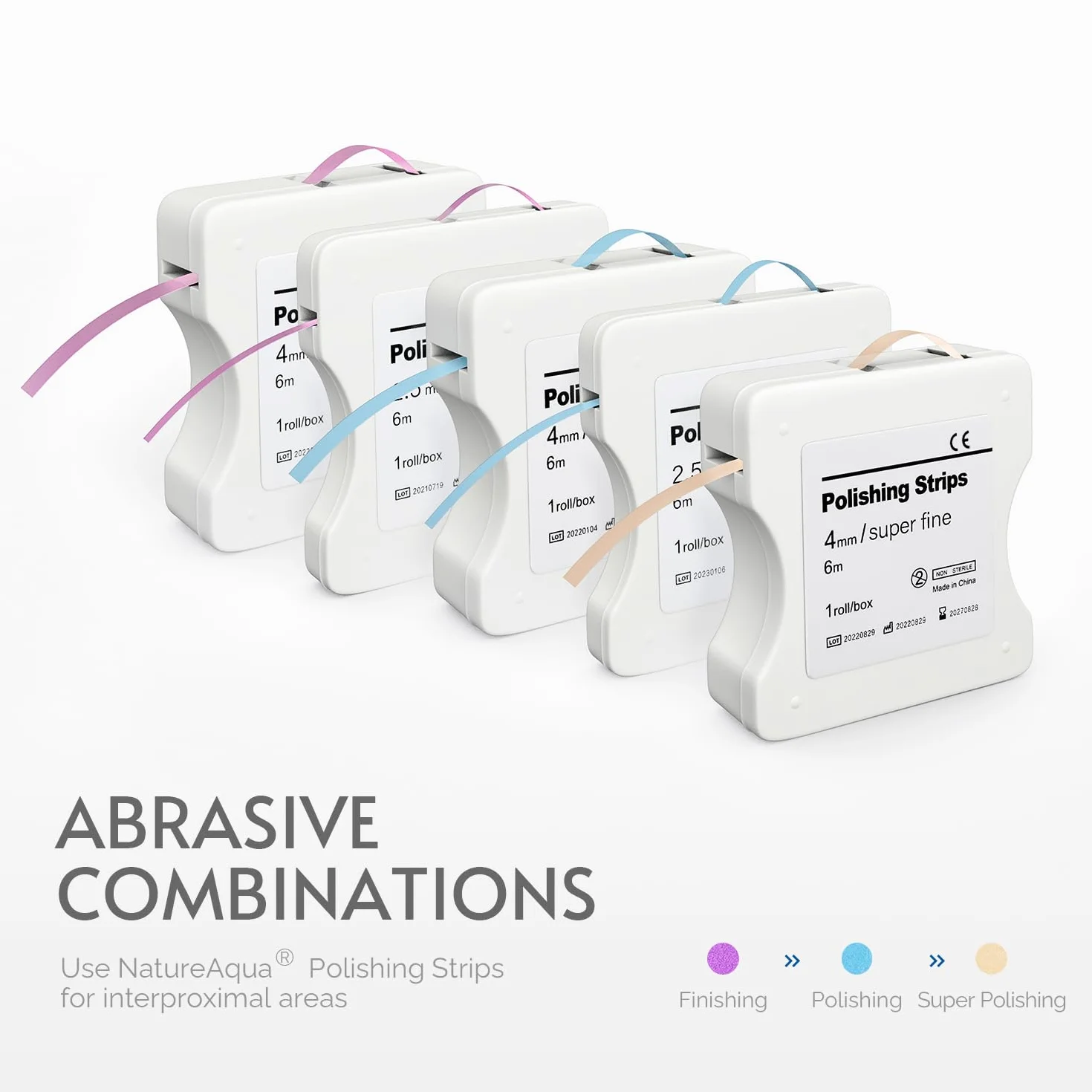 NatureAqua Resin Carta Vetrata per Denti Strisce Lucidatura Dentale Grana 50μm Larghezza 4mm 6M Rotolo