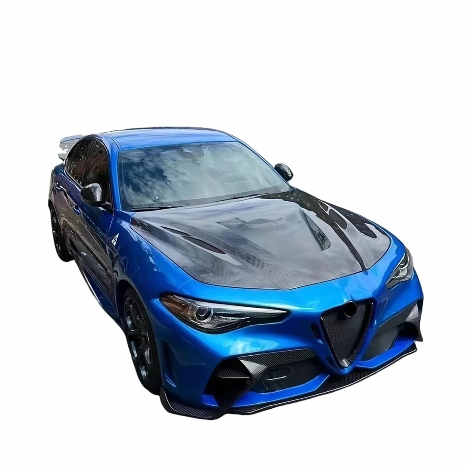Cofano completamente in fibra di carbonio compatibile con la copertura del motore anteriore in stile Alfa Romeo Giulia GTAM