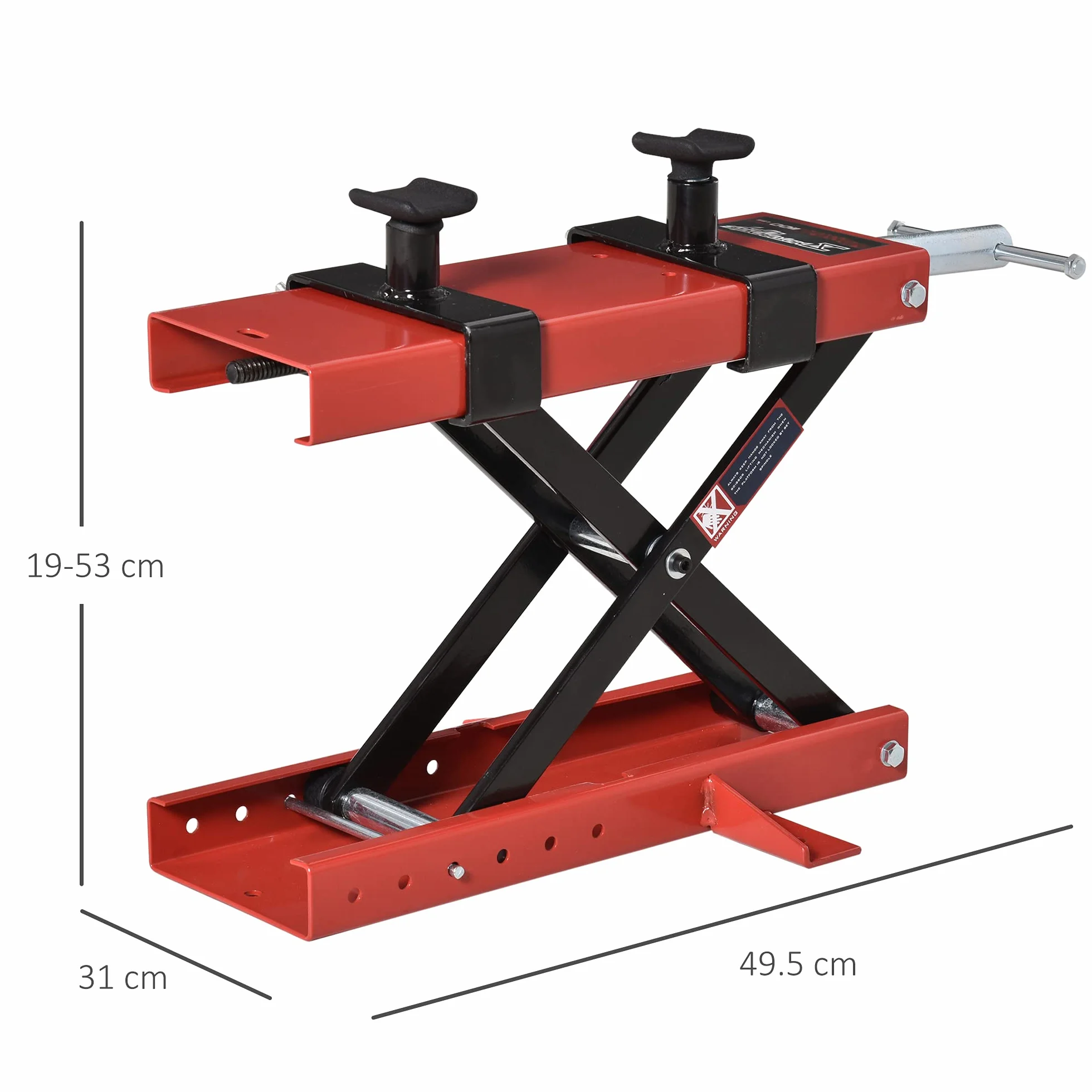 DURHAND Cavalletto Alzamoto a Forbice, Sollevatore Moto, Cavalletto Moto Centrale Regolabile Fino 500kg in Metallo Rosso