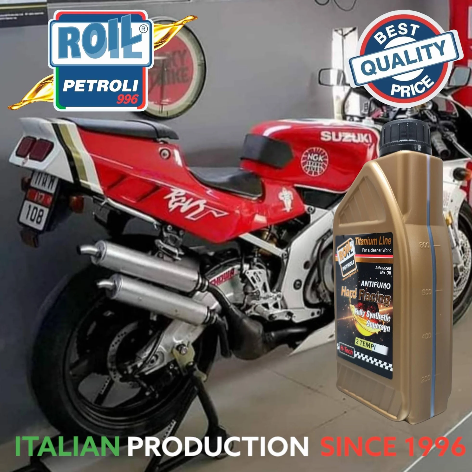 ROIL HARD RACING 2T ANTIFUMO 100% sintetico JASO FD DFI