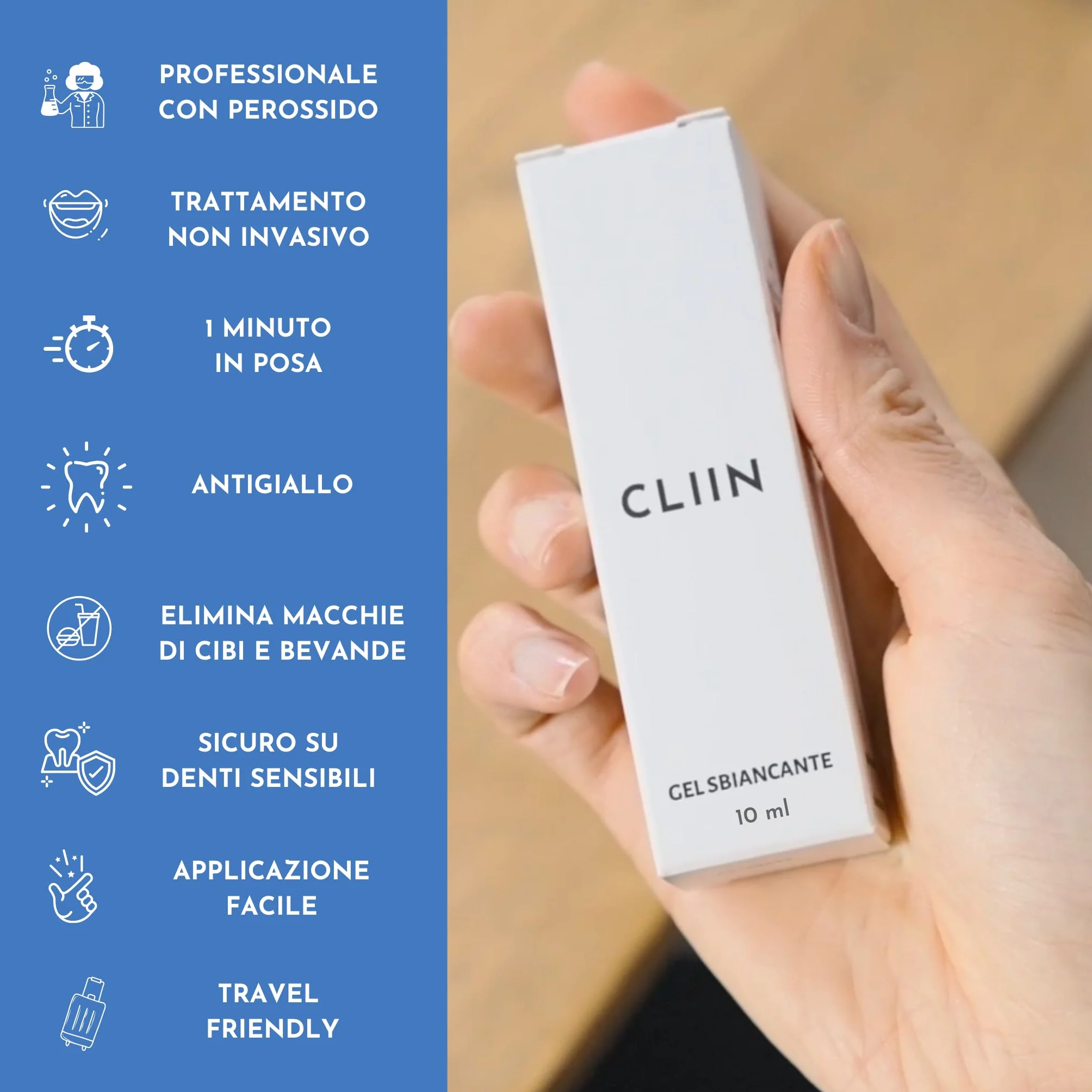 CLIIN Gel Sbiancante Denti +30 Applicazioni Kit Professionale con Perossido Sicuro su Smalto