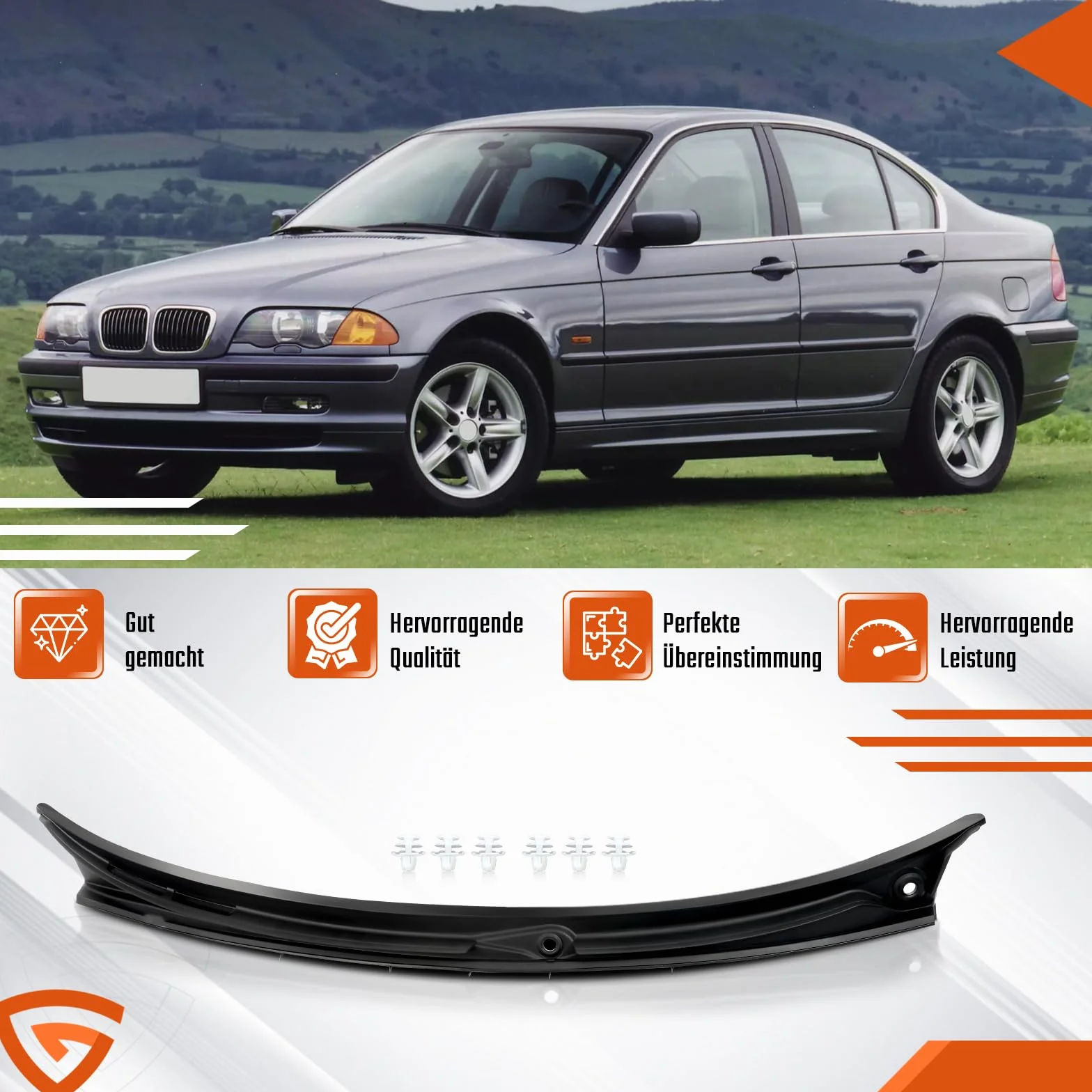 Copri tergicristallo anteriore nero 51718208483 compatibile con BMW 3 Serie E46 M3 323i 325i 330i