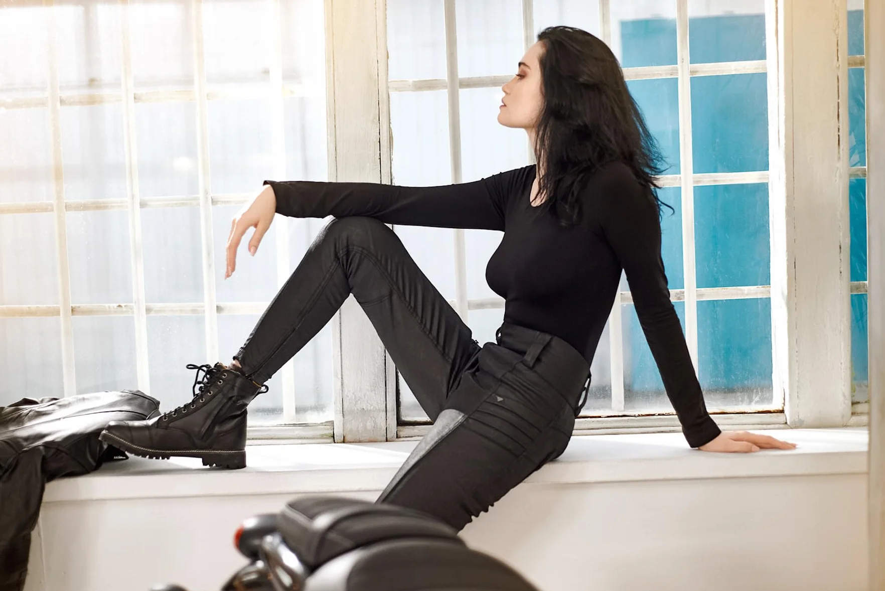 SHIMA Thomson Lady, Scarpe Moto Donna | Rinforzate Stivali Moto Donna in Pelle, Supporto alla Caviglia, Suola Antiscivolo, Impugnatura del Cambio