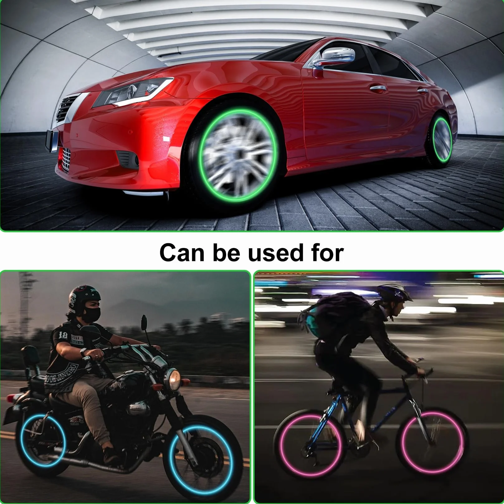 Cappucci Valvole Luminosi Auto 12 Pezzi Tappi Valvola Fluorescenti Universali Teschio per Auto Moto Bici