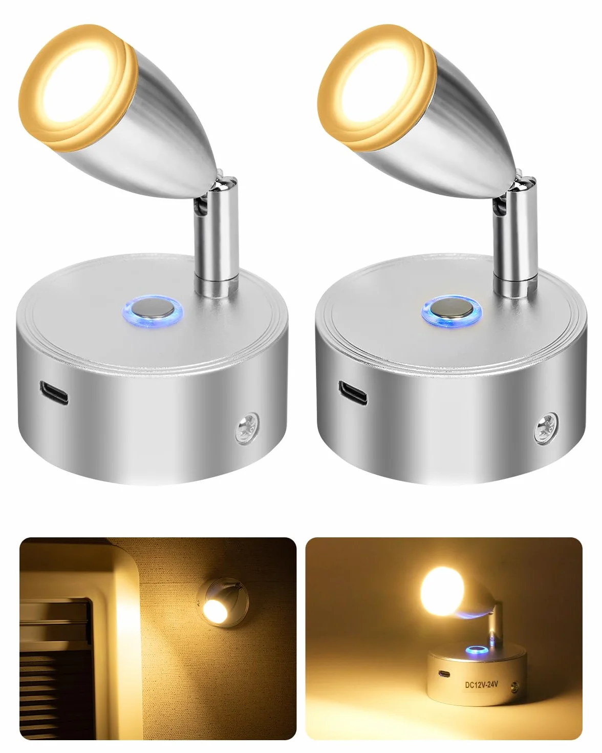 SUPAREE Lampada LED Camper 12V Lettura Dimmerabile 3000K 2 Pezzi