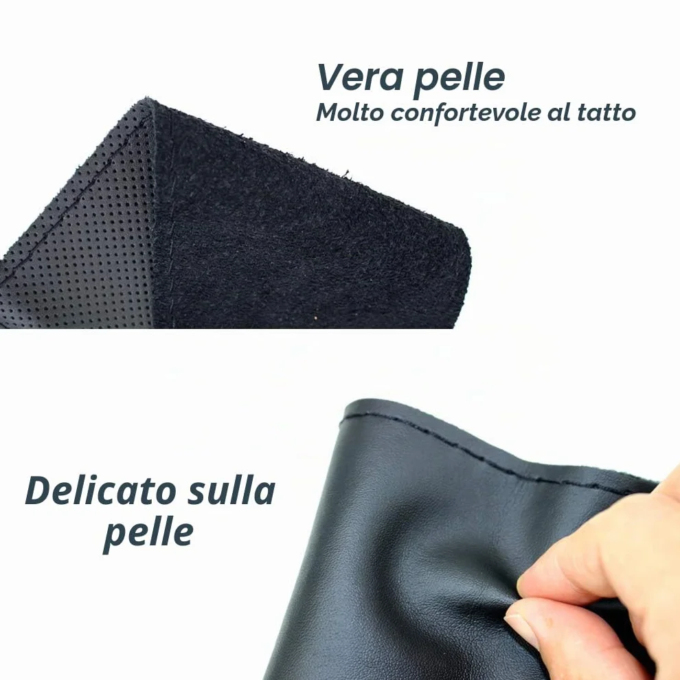 ZATOOTO Coprivolante Auto in pelle -Dimensioni Universali per la Protezione del Volante fai-da-te, Antiscivolo e morbido,37-38 cm,Nero