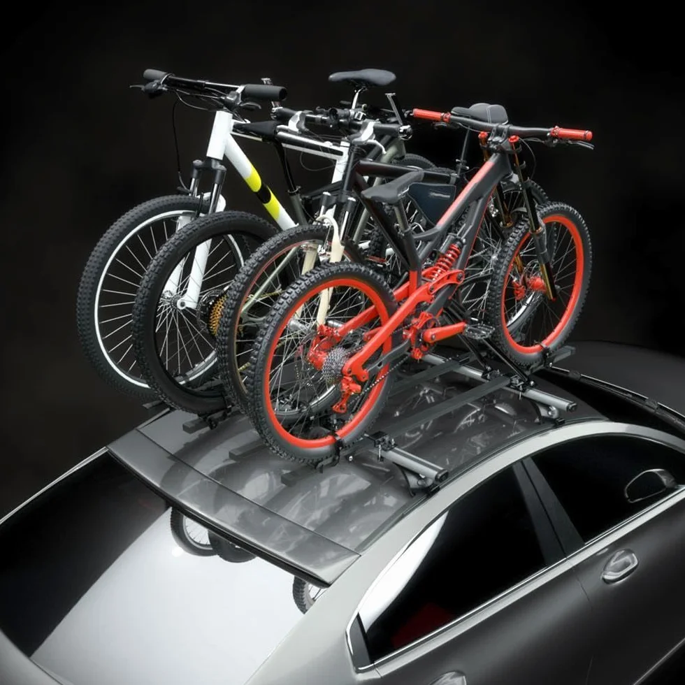 Mossa 4X Portabici da Tetto, Portabiciclette con Barra in Acciaio