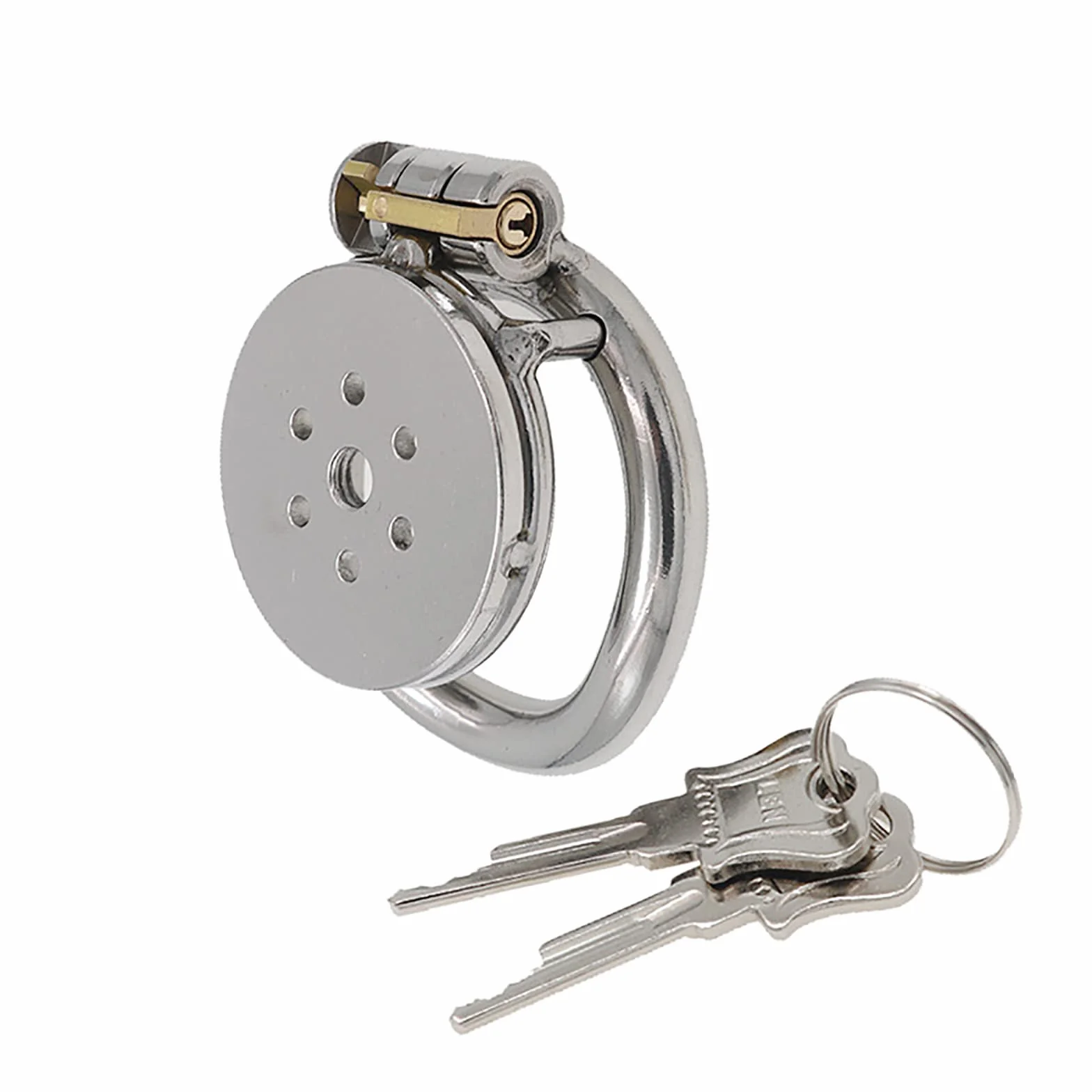 Piatto Chastity Cage Uomo Sex Toy Gabbia Pene Metallo Bdsm Male Chasity Cage (L)