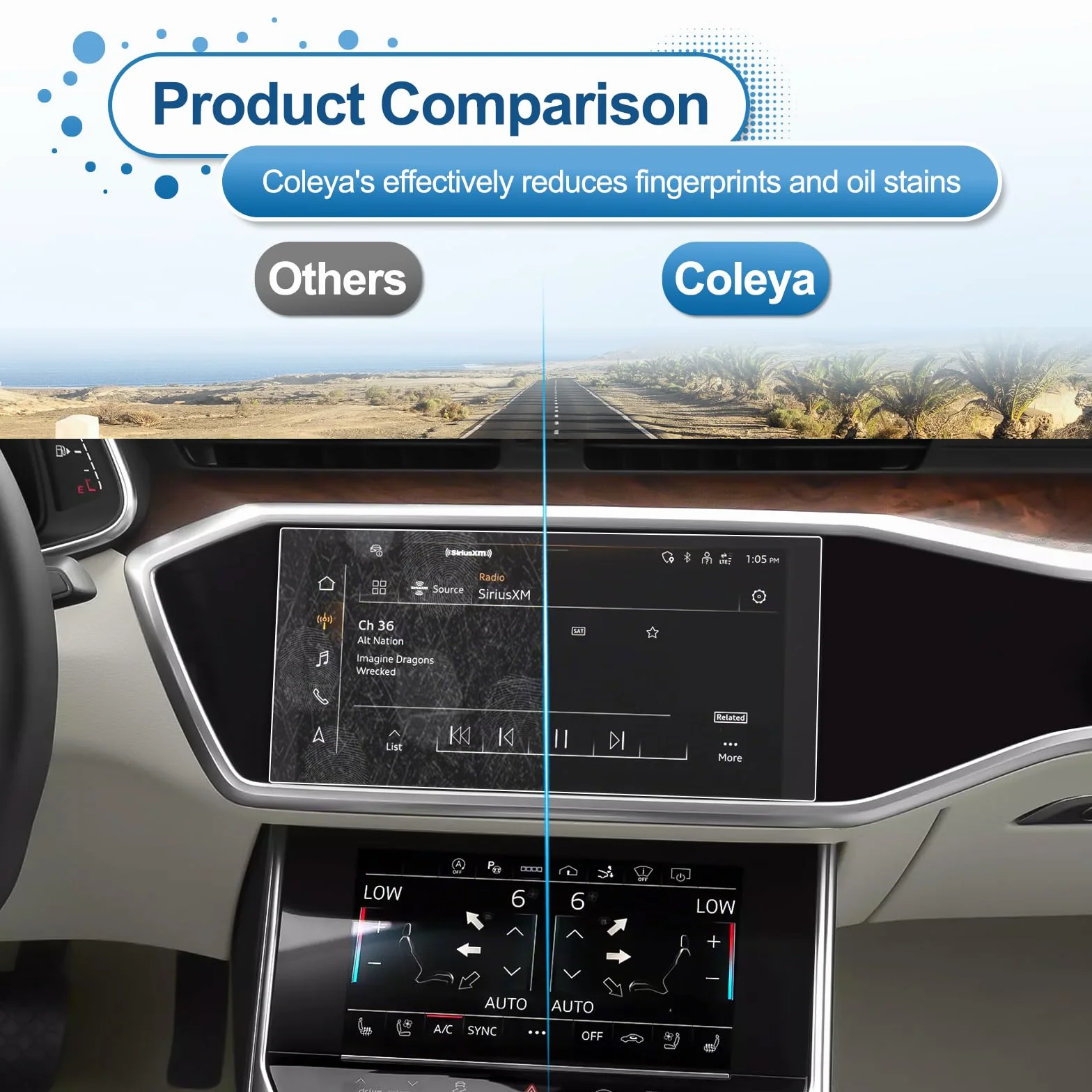 Pellicola Protettiva per Display Audi A6 A7 2019-2024, 9H Vetro Temperato Schermo Tattile Centrale