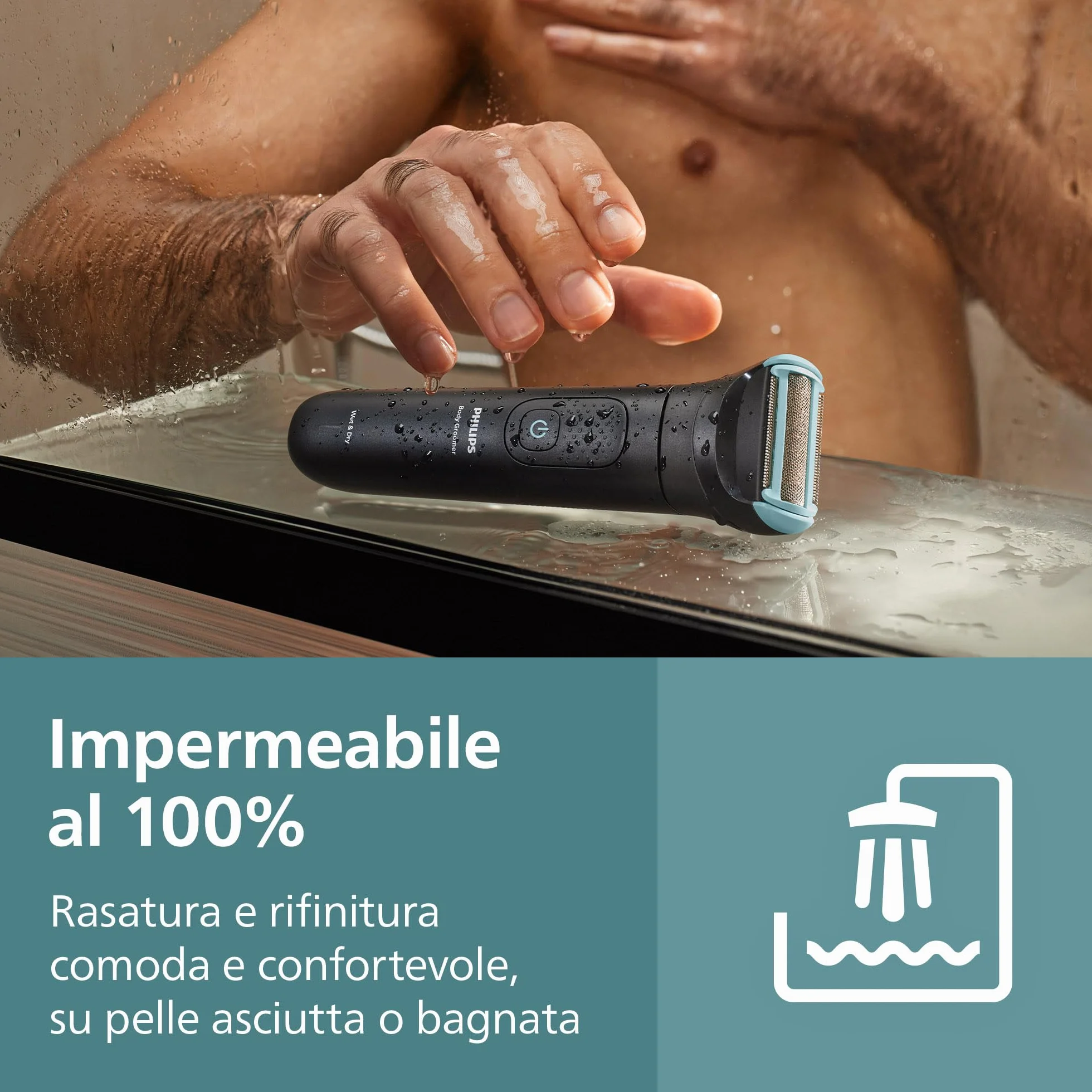 Philips Bodygroom Series 5000 BG5480/15 Rifinitore Uomo Tripla Protezione Impermeabile 100% 100 Minuti Autonomia