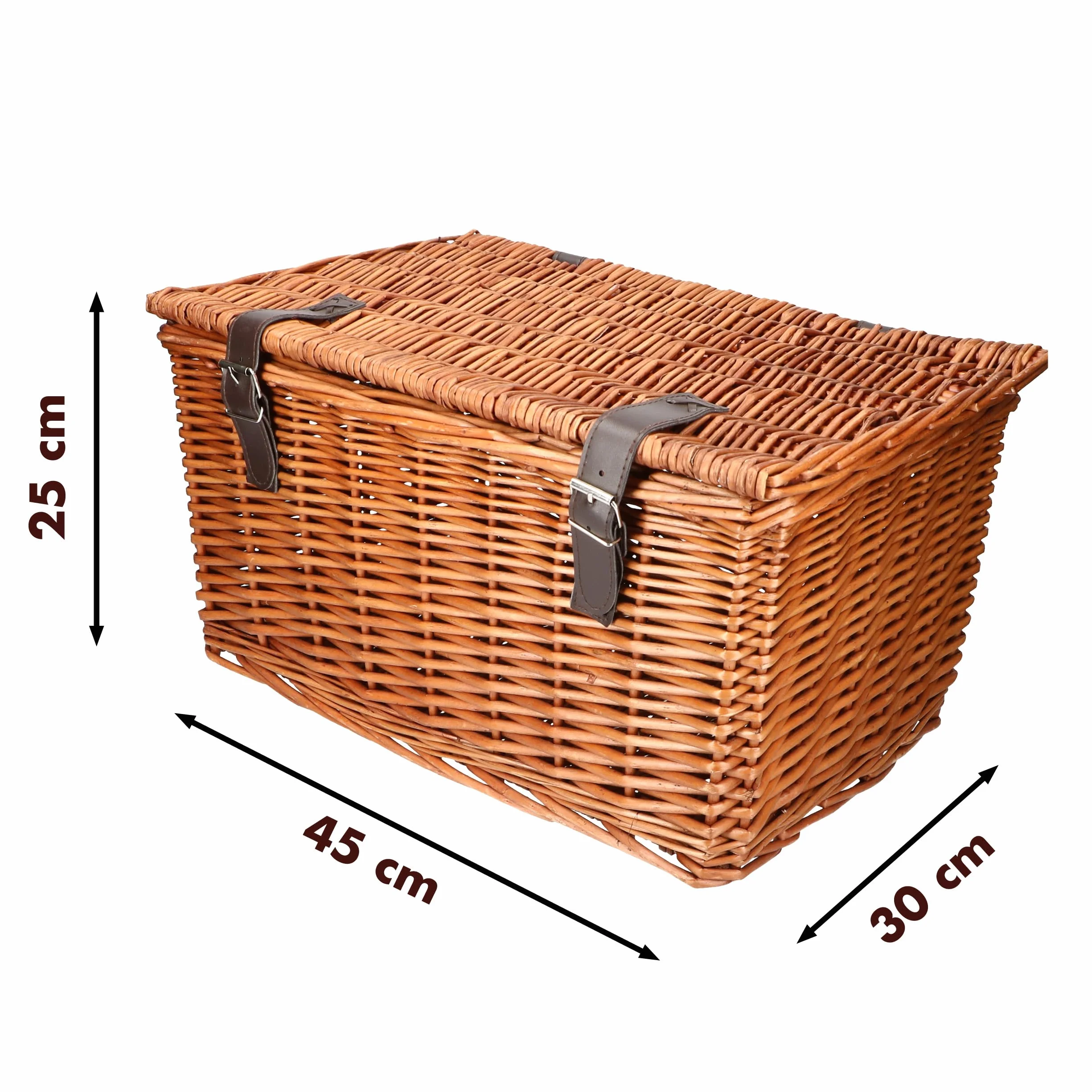 Cestino Bici in Vimini 30L 45x30x25 cm Marrone