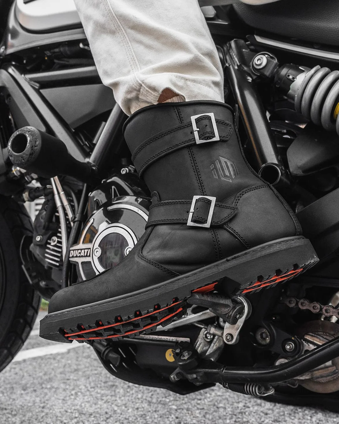 ILM Stivali Moto Uomo Donna Motocross in Pelle Nero con Cerniera Laterale M1005