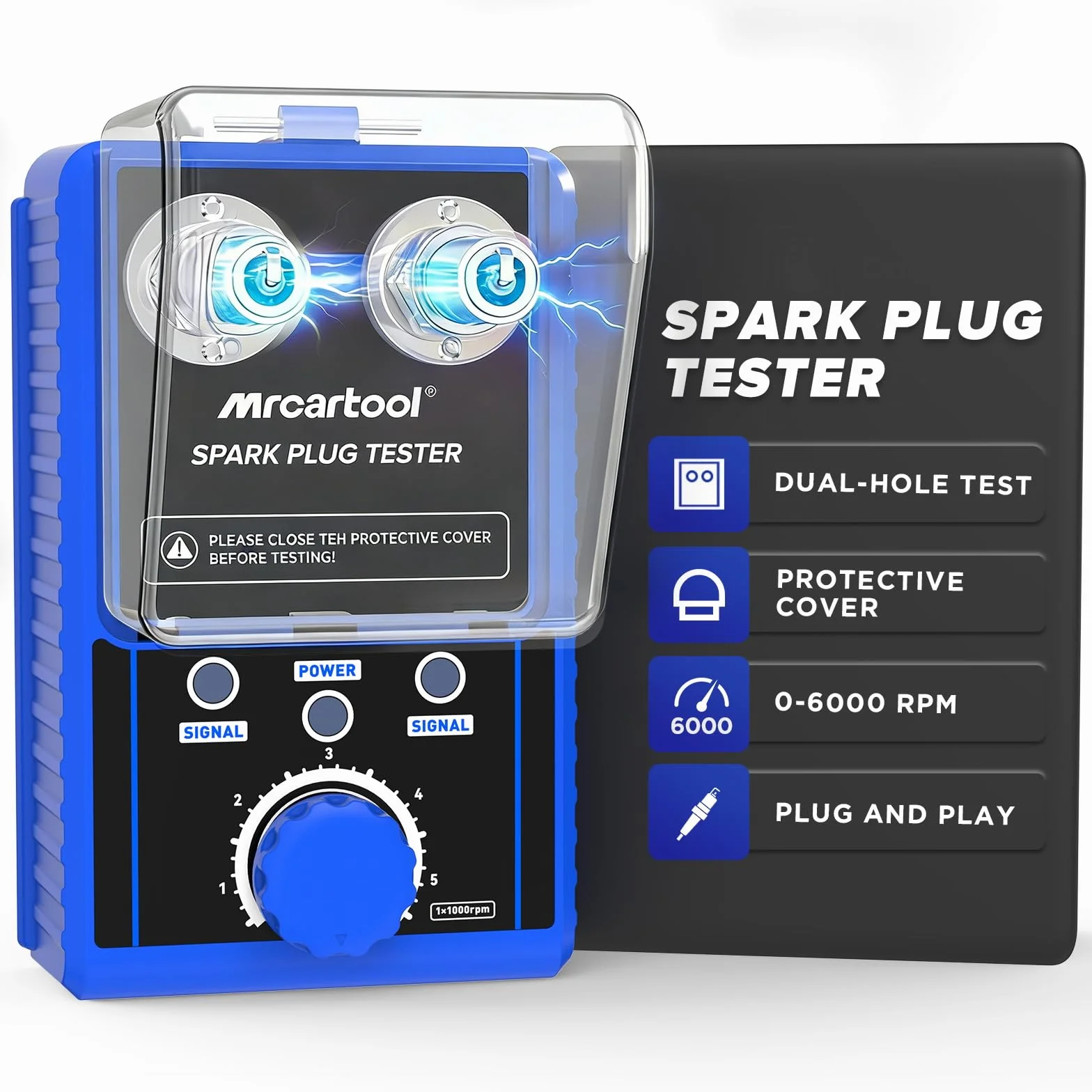 Tester per candele di accensione 220 V 12 V doppio foro regolabile per auto MRCARTOOL