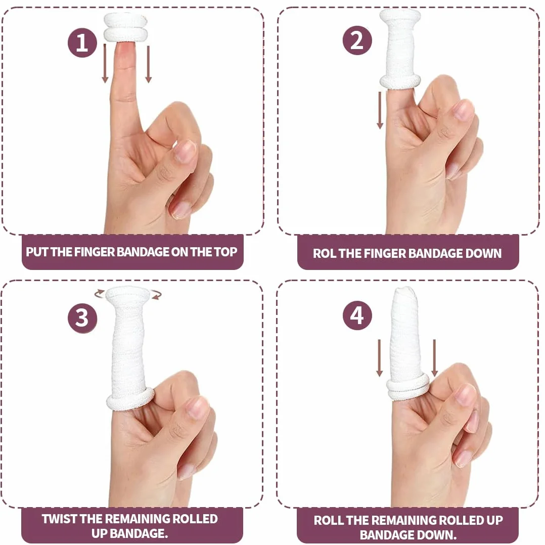 Benda Tubolare per Dita, Bendaggio Proteggi Dita Mano, Fascia Protettiva Traspirante (Bianco, 36 Pezzi)