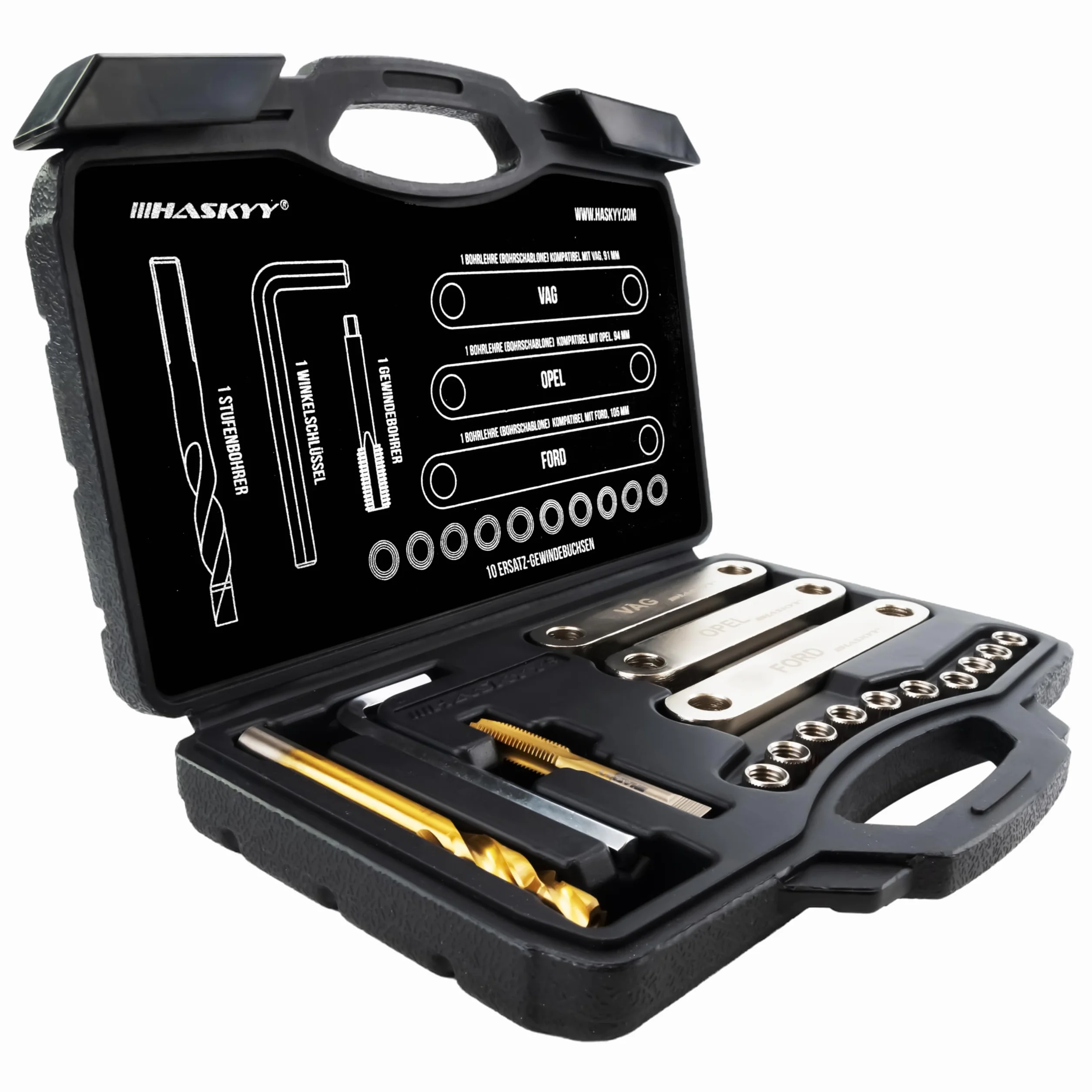 HASKYY Kit Riparazione Filettatura Freni 16 Pezzi - Set Riparazione Filetti Pinza Freno M9x1,25