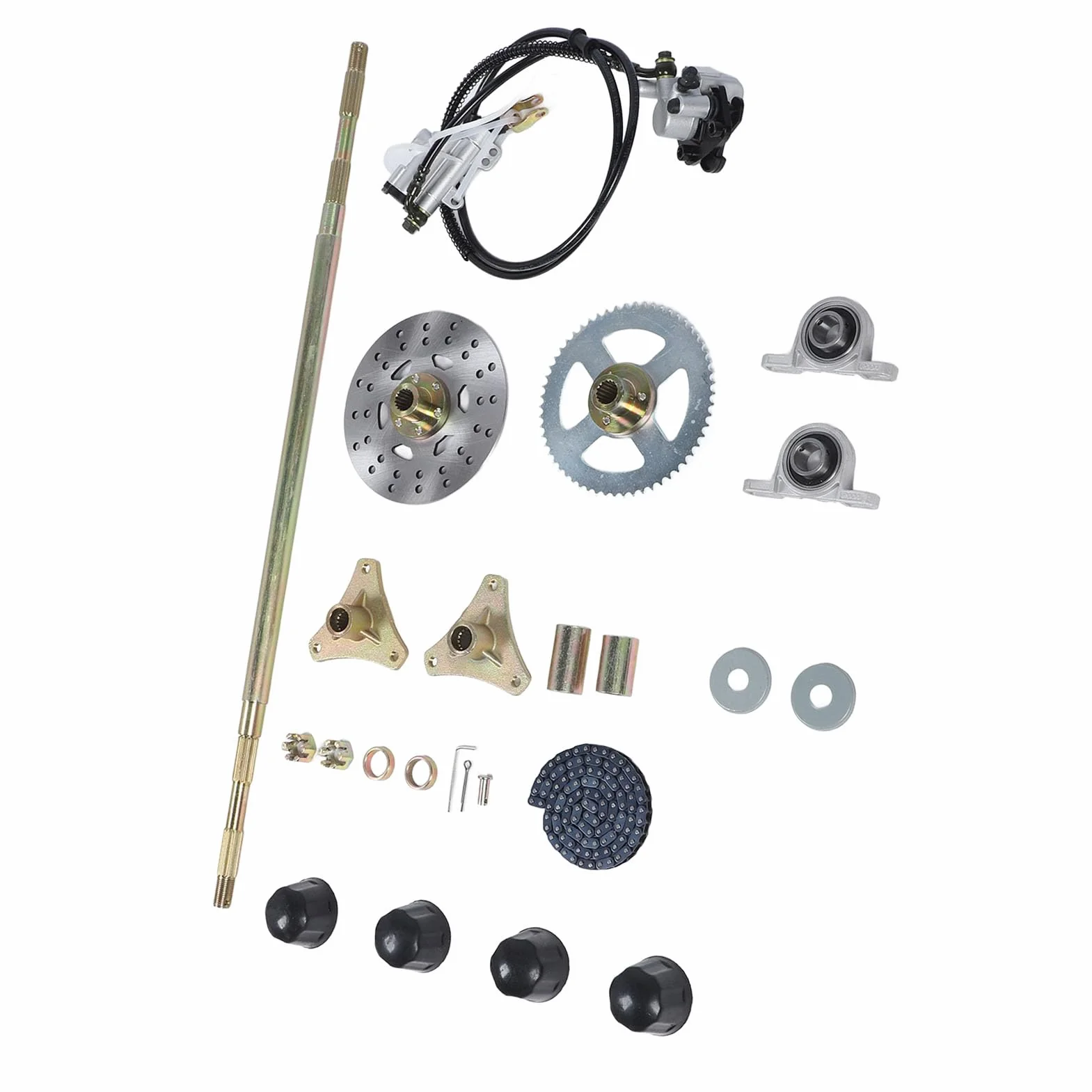 Tonysa Kit di Montaggio Assale Posteriore Live Go Kart 29in, Materiali Premium, Ampia compatibilità, Elevata affidabilità, Componenti del Freno (con) e Catena 428, (per) Quad ATV