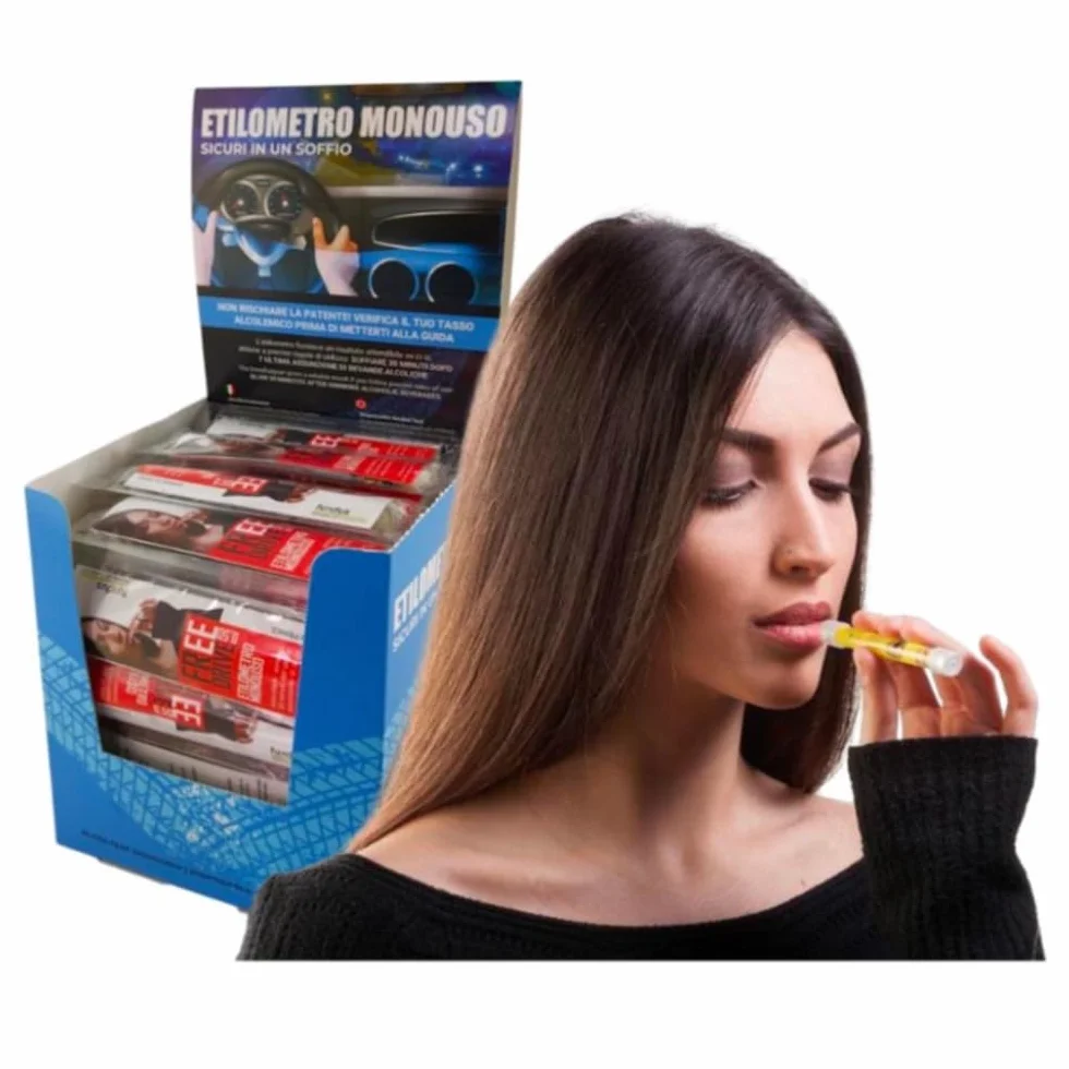 GEF Medica 50 Etilometri Monouso a Fiala Freedrive Test Alcol Senza Palloncino Precisione 100% Brevetto Turdus Soglia 0,50 g/L
