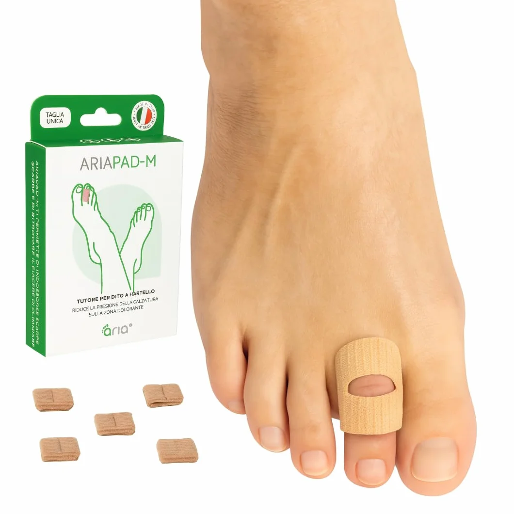 AriaPad-M Tutore Podologico per Dita a Martello | Supporto in Gel | Dispositivo Medico CE | 5 Pezzi
