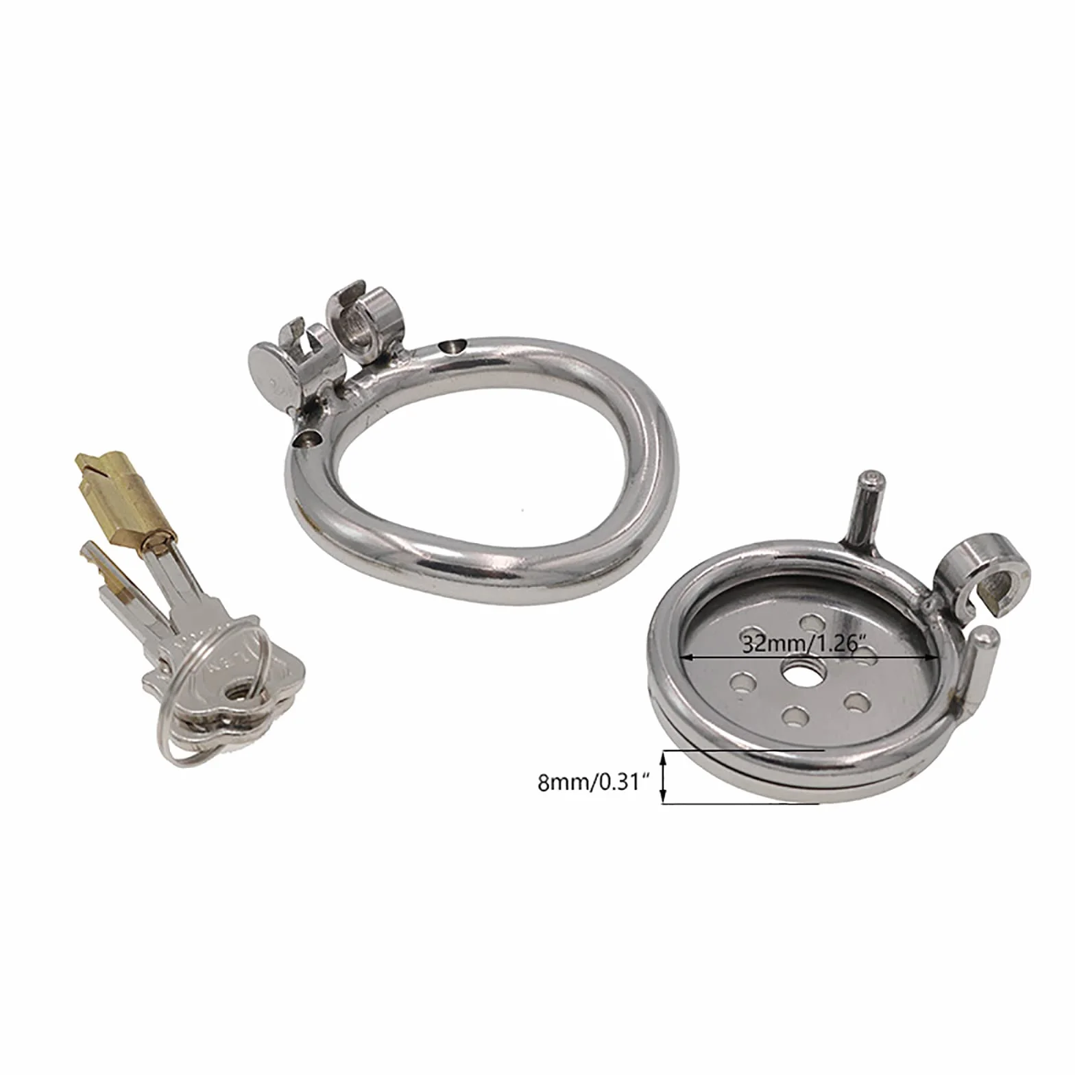 Piatto Chastity Cage Uomo Sex Toy Gabbia Pene Metallo Bdsm Male Chasity Cage (L)