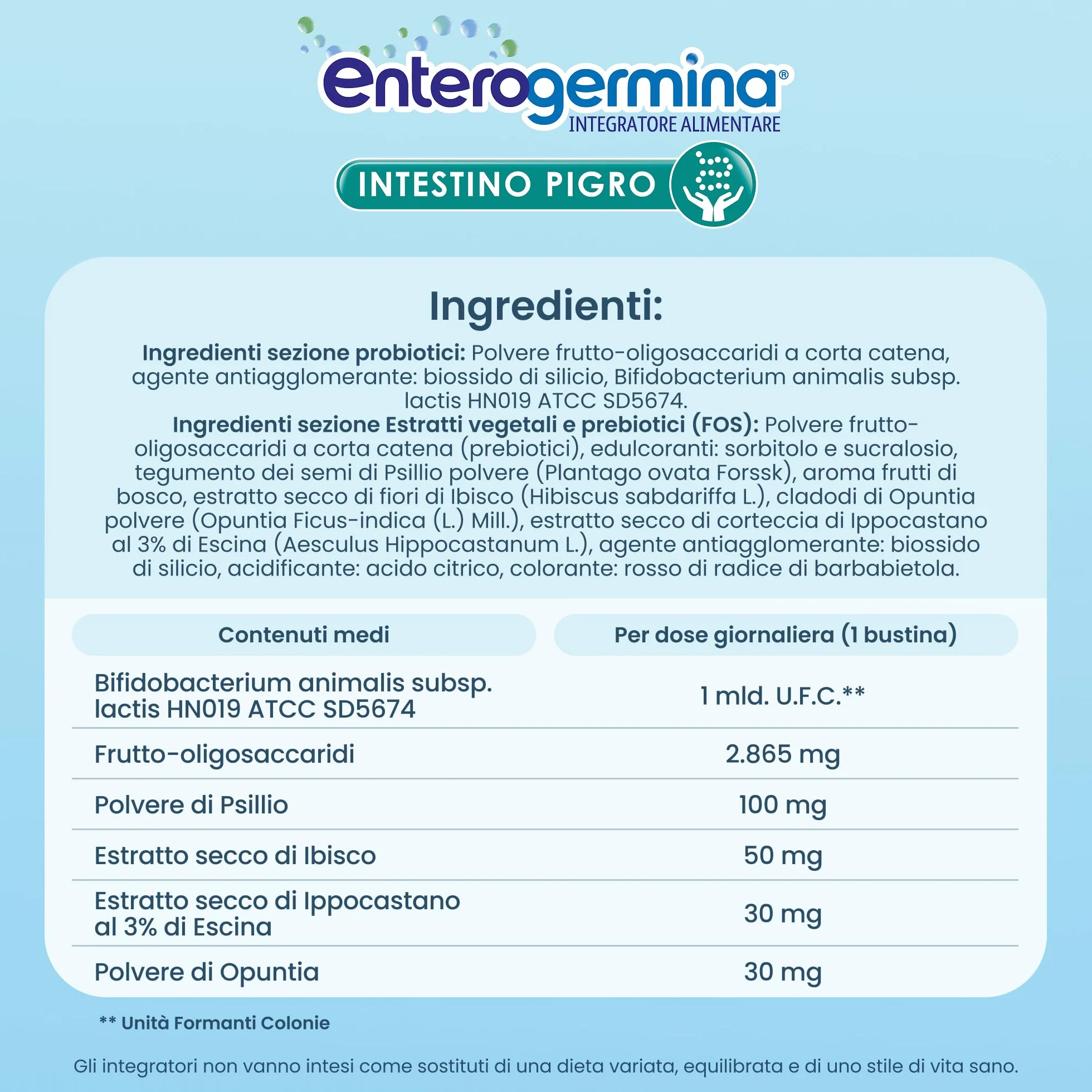 Enterogermina Intestino Pigro Probiotici Prebiotici Integratore Regolarità Intestinale 20 Bustine Gusto Frutti di Bosco