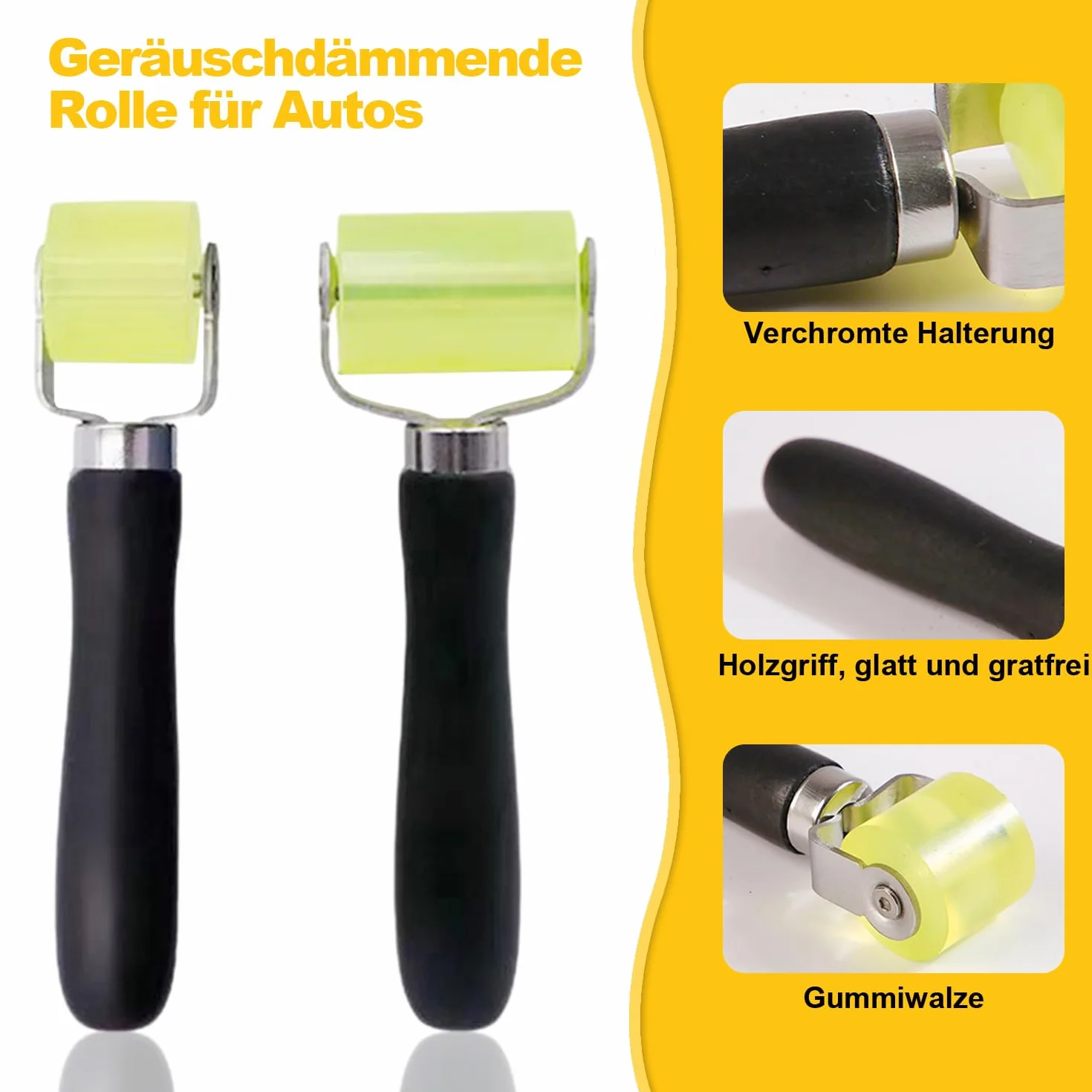 Rullo di spinta, 2 pezzi, rullo di gomma con 2 spatole di pellicola, strumento di protezione acustica, rullo di pressione per auto, rullo di tenuta in gomma, resistente al calore, per sigillatura e