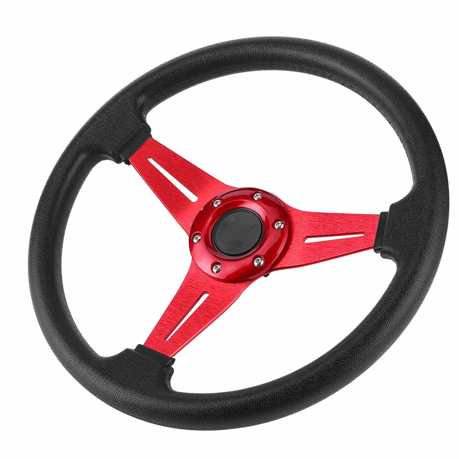 Ausla Volante 14 Pollici, Volante Alla Deriva in Lega di Alluminio PU, Impugnatura Comoda, Facile Installazione per gli Appassionati di Auto (rosso)