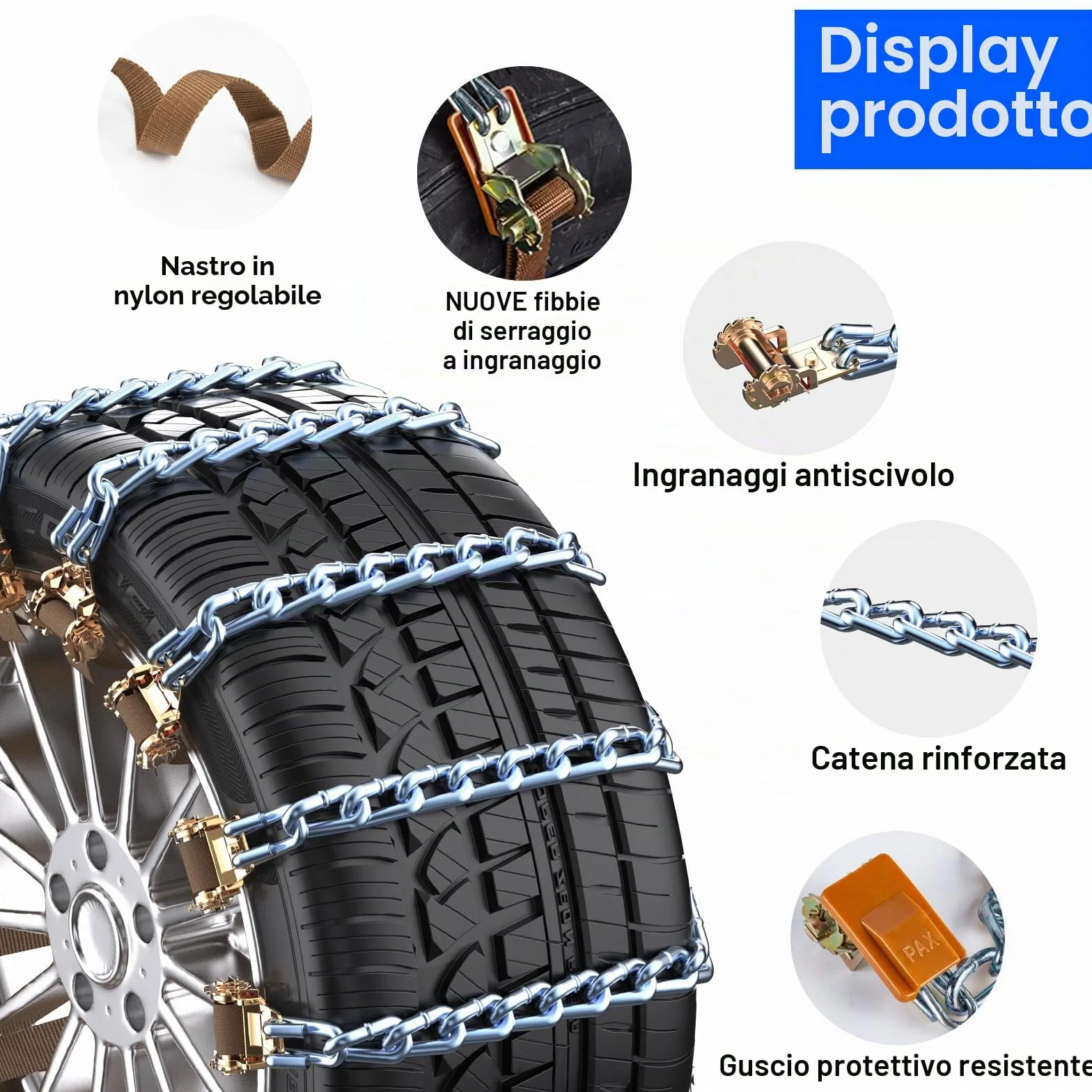 Ninonly Catene da Neve Universali Auto Camion SUV 165-265 mm 10 Pezzi