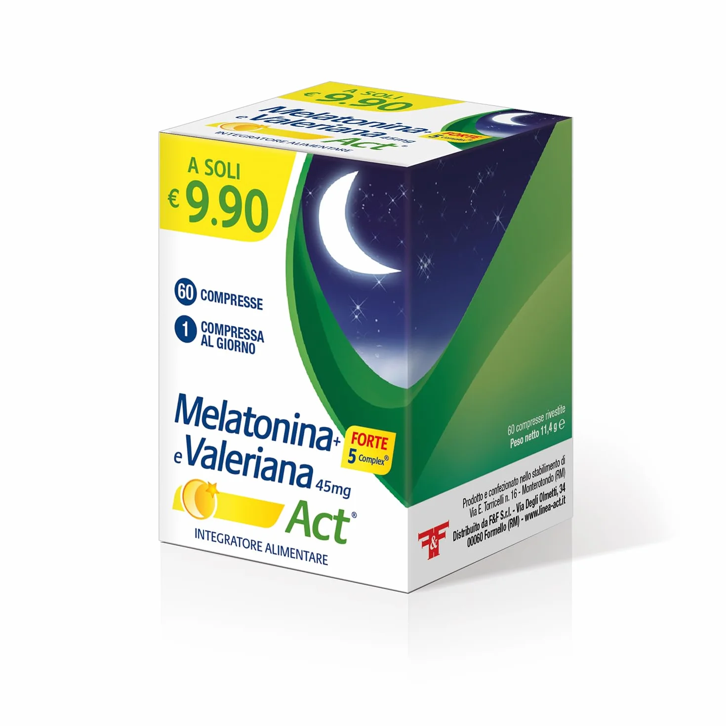 Melatonina Act + Forte 5 Complex 45mg 60 Compresse Integratore Alimentare