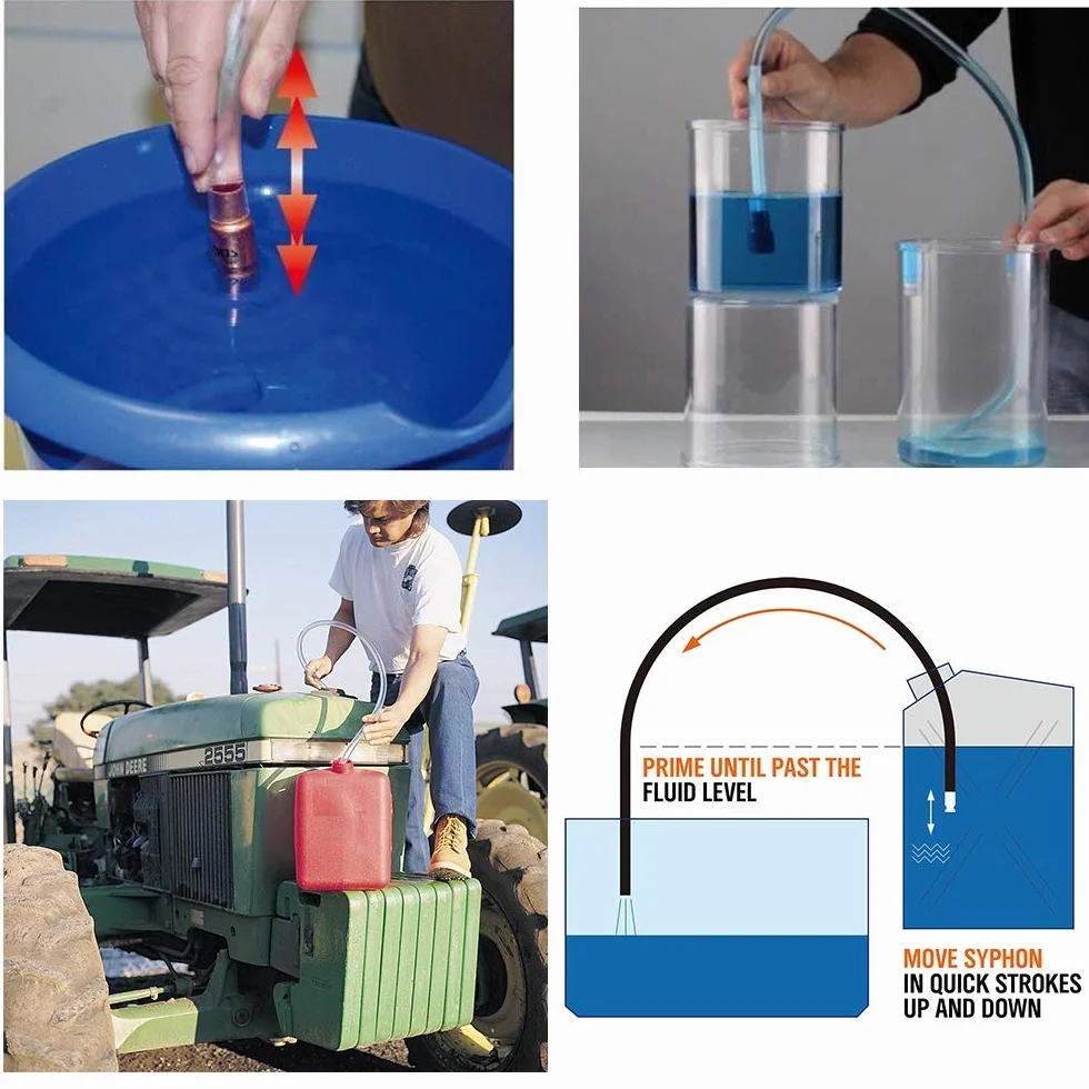 Drado Pompa a Sifone Travaso Benzina Gas Acqua Auto Priming Tubo Pompaggio