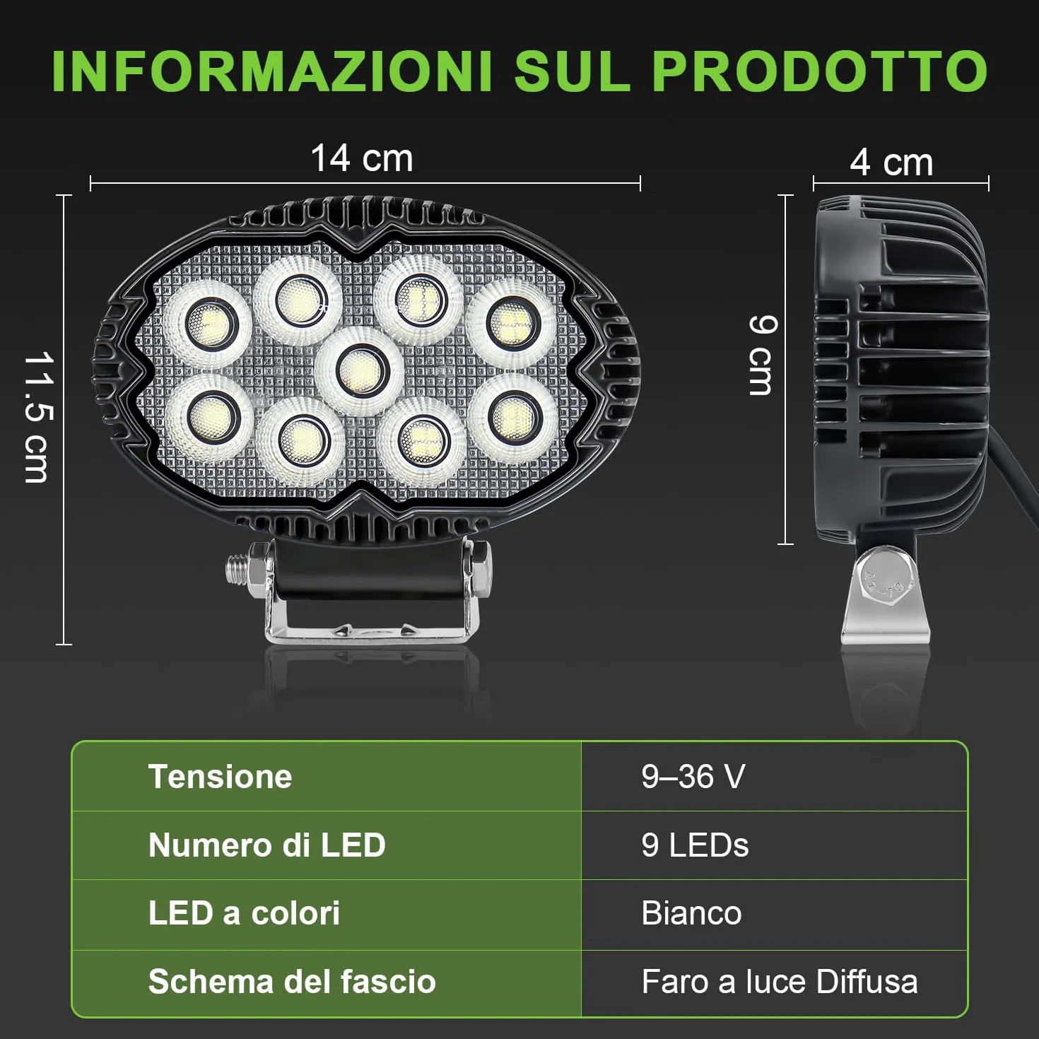Faro di Inondazione da Lavoro LED IP68 Fuoristrada a Fascio Largo 2PCS per Camion