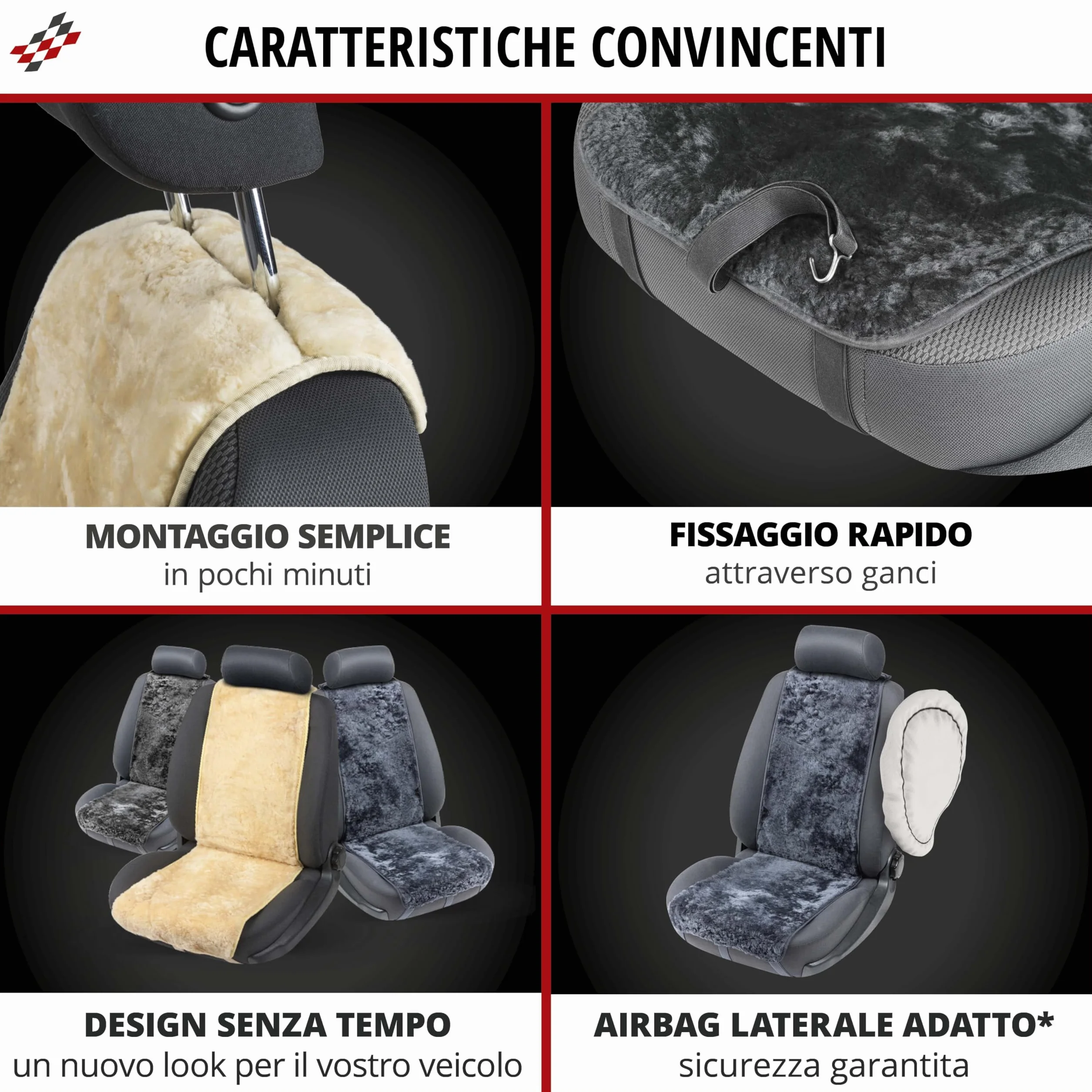 Walser Cosmo coprisedile in pelle d'agnello per auto antracite