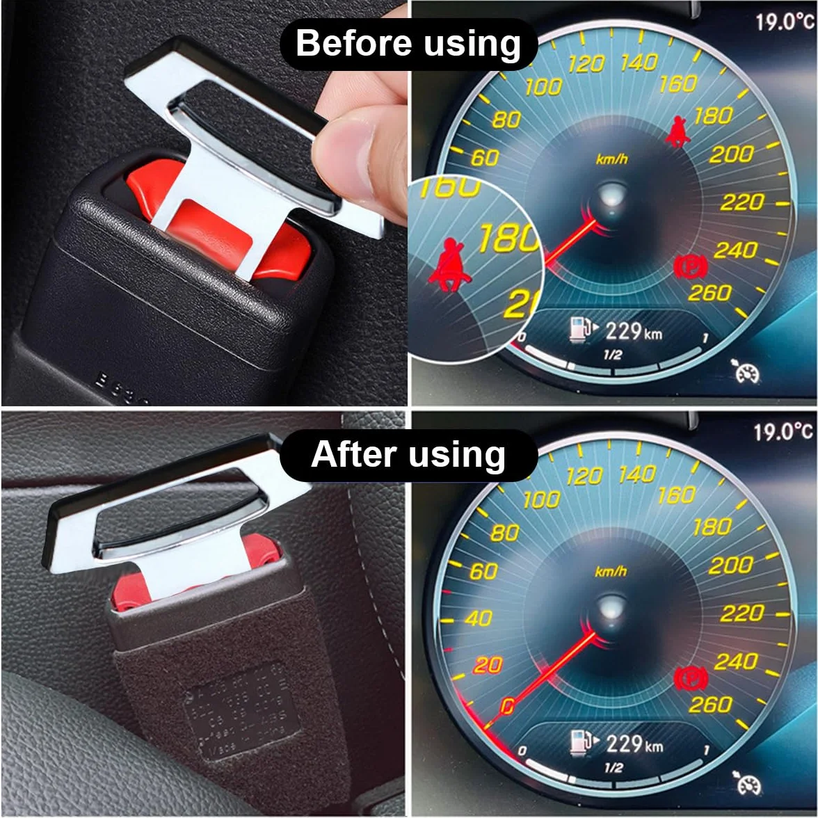 Argento Disattiva Allarme Della Cintura di Sicurezza, Disattiva Allarme Della Cintura con Apribottiglie Integrato, Ferma di Sicurezza Auto Cinture di Sicurezza per Veicoli, Supercar, SUV
