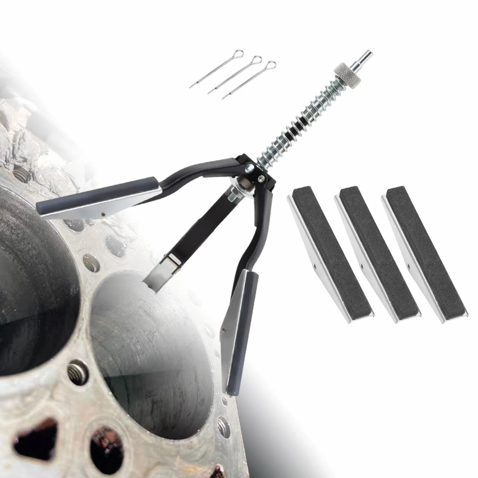 Amagogo Set di utensili per levigatura cilindri motore, utensili per rettifica e lucidatura, 3 ganasce, versatili, facili da installare, sgrassatore, 4inch